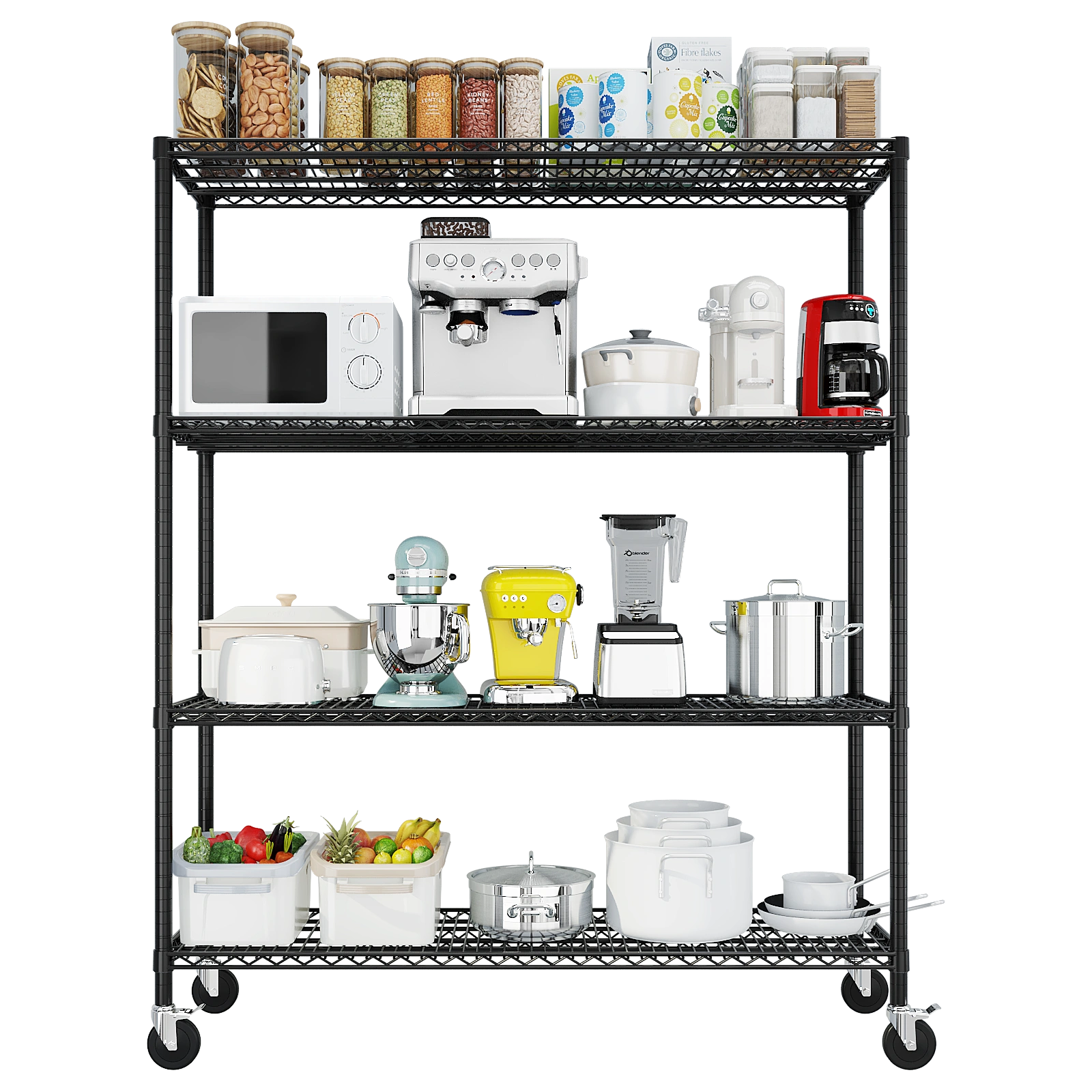 Heavy Duty Wire Shelving Unit 75.59" H X 55.12" W X 23.62" D, 2500 LBS NSF Metal Storage Shelves with Wheels, Adjustable Garage & Commercial Rack view 12