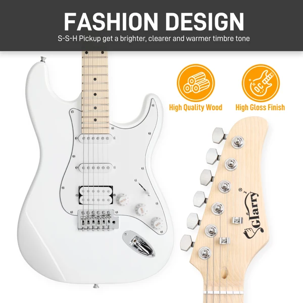 GST Stylish H-S-S Pickup Electric Guitar Kit with 20W AMP Bag Guitar Strap White view 4