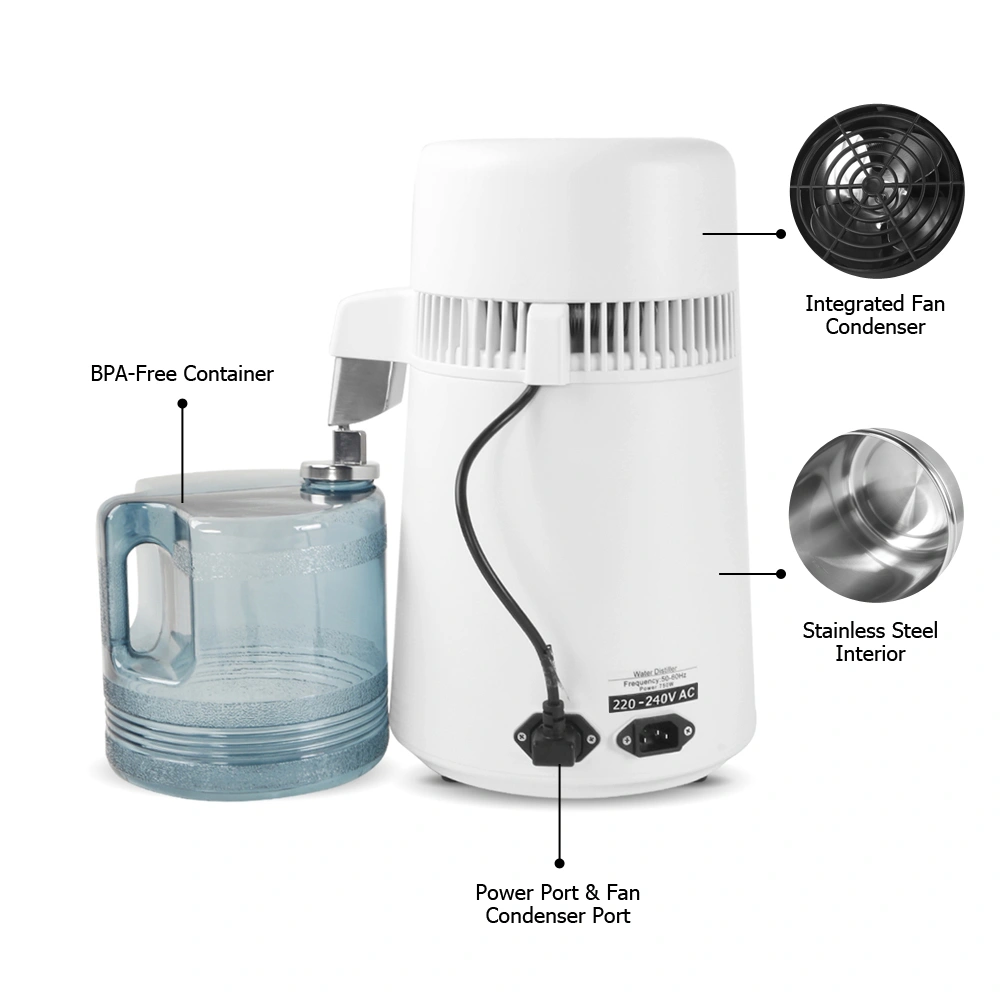 ZB-1 British Standard 4L Distilled Water Dispenser Machine 220V 750W w/ Thermostat & Natural Plastic Bottle view 5