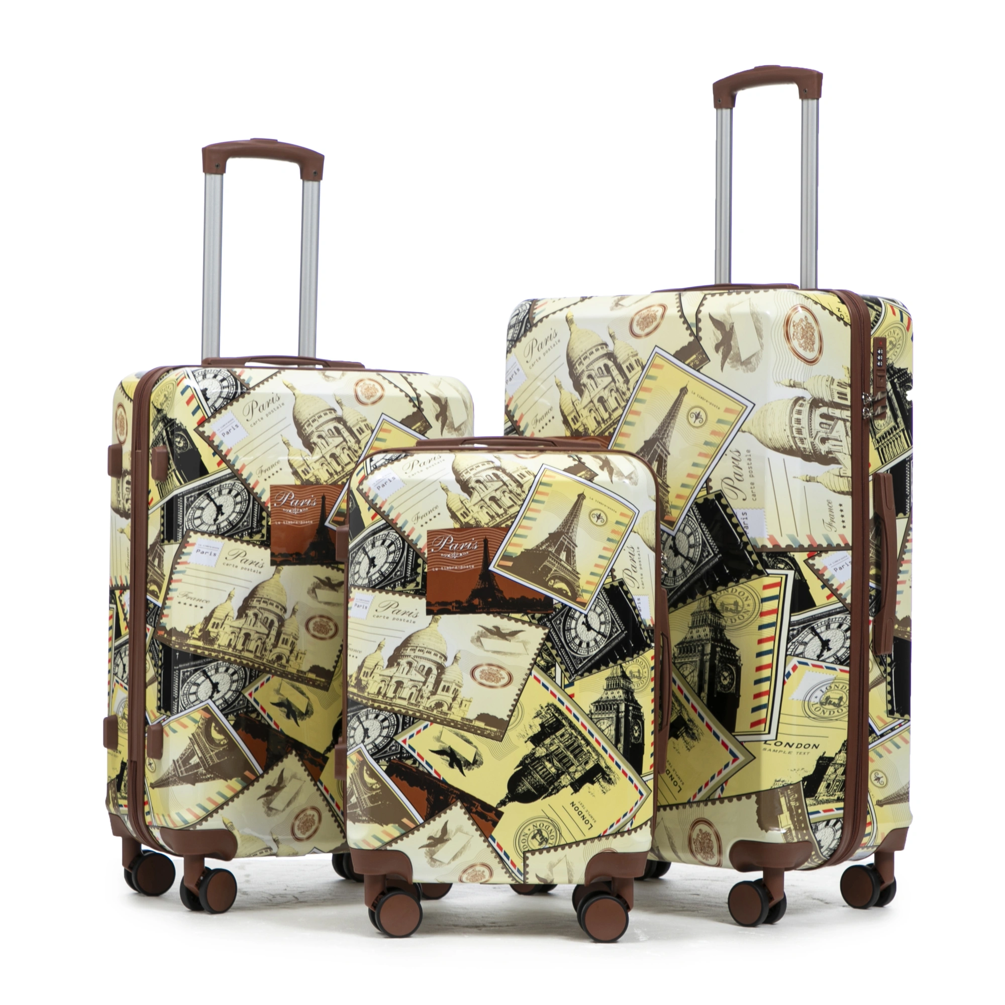 20"/24"/28" 3 pcs/set in PC Spinner Wheel Luggage, Carry on Suitcase, With Printed pattern and Combination Lock (City Stamps) view 20