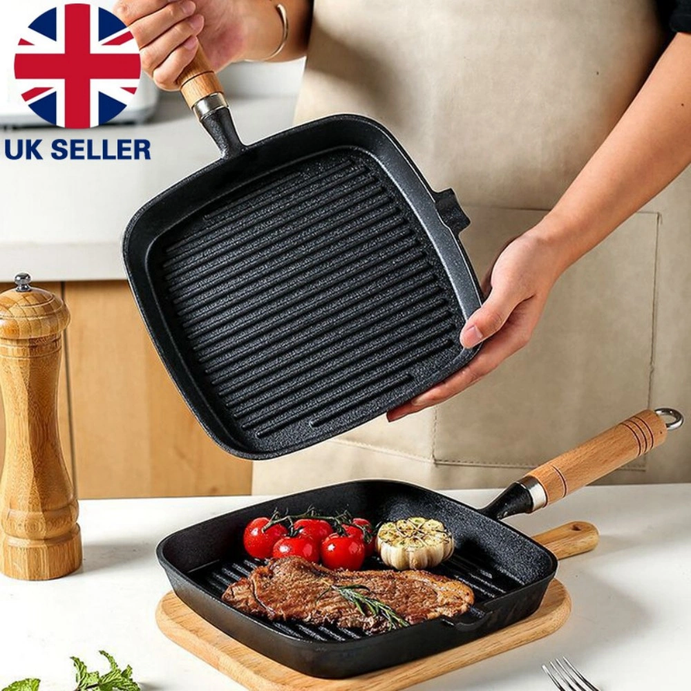 Non Stick Grill Pan Griddle Skillet with Ribs - Induction Compatible Frying Pan for Steak Cooking view 2