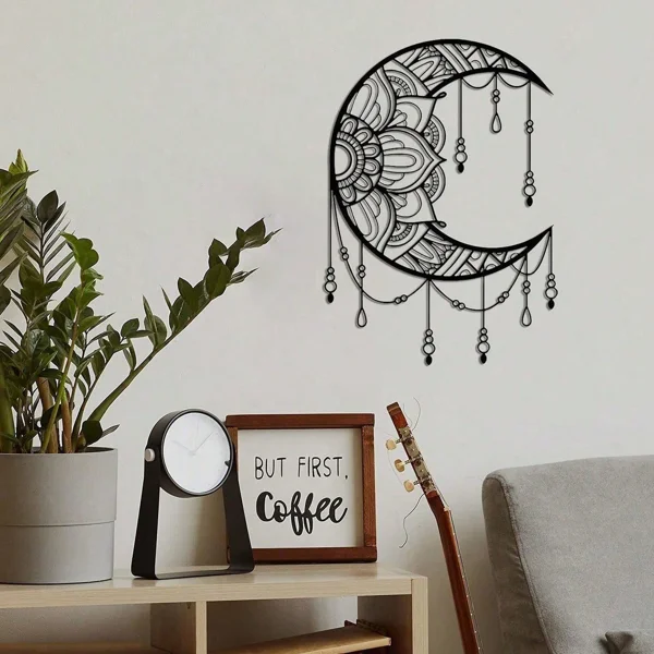 CIFbuy Mandala Moon Wall Art iron Wall Hanging for Yoga Meditation Room Decor view 4