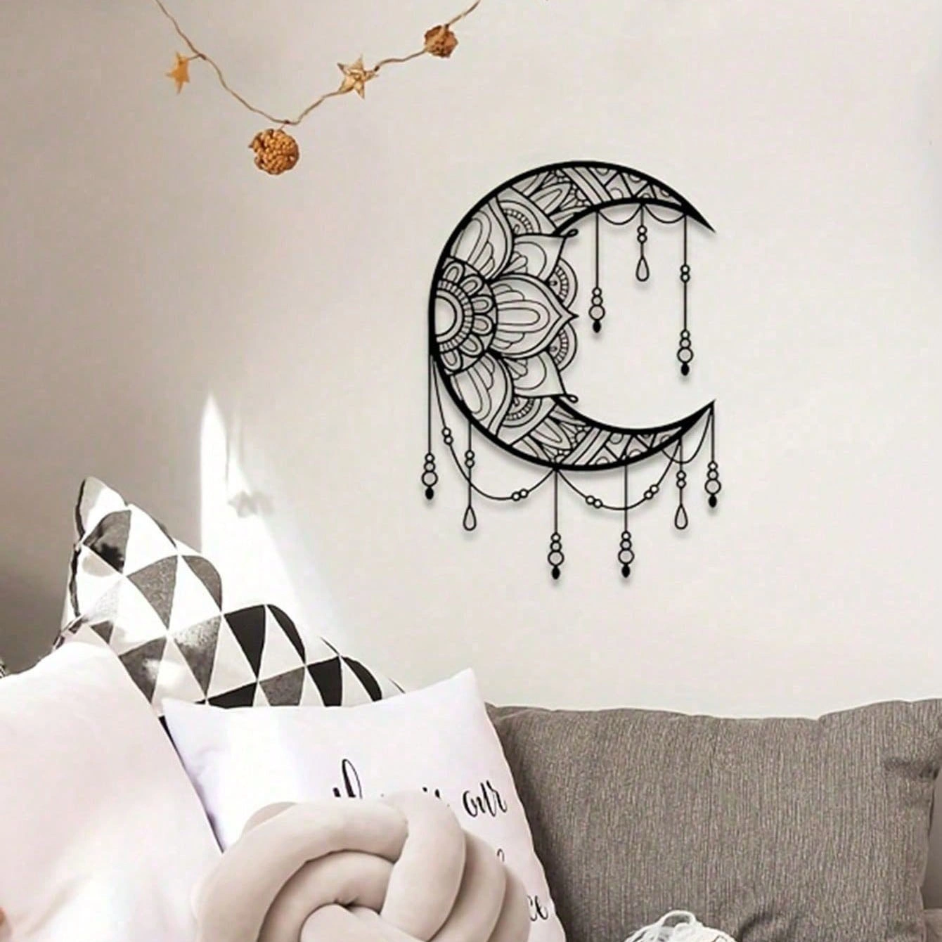 CIFbuy Mandala Moon Wall Art iron Wall Hanging for Yoga Meditation Room Decor view 2