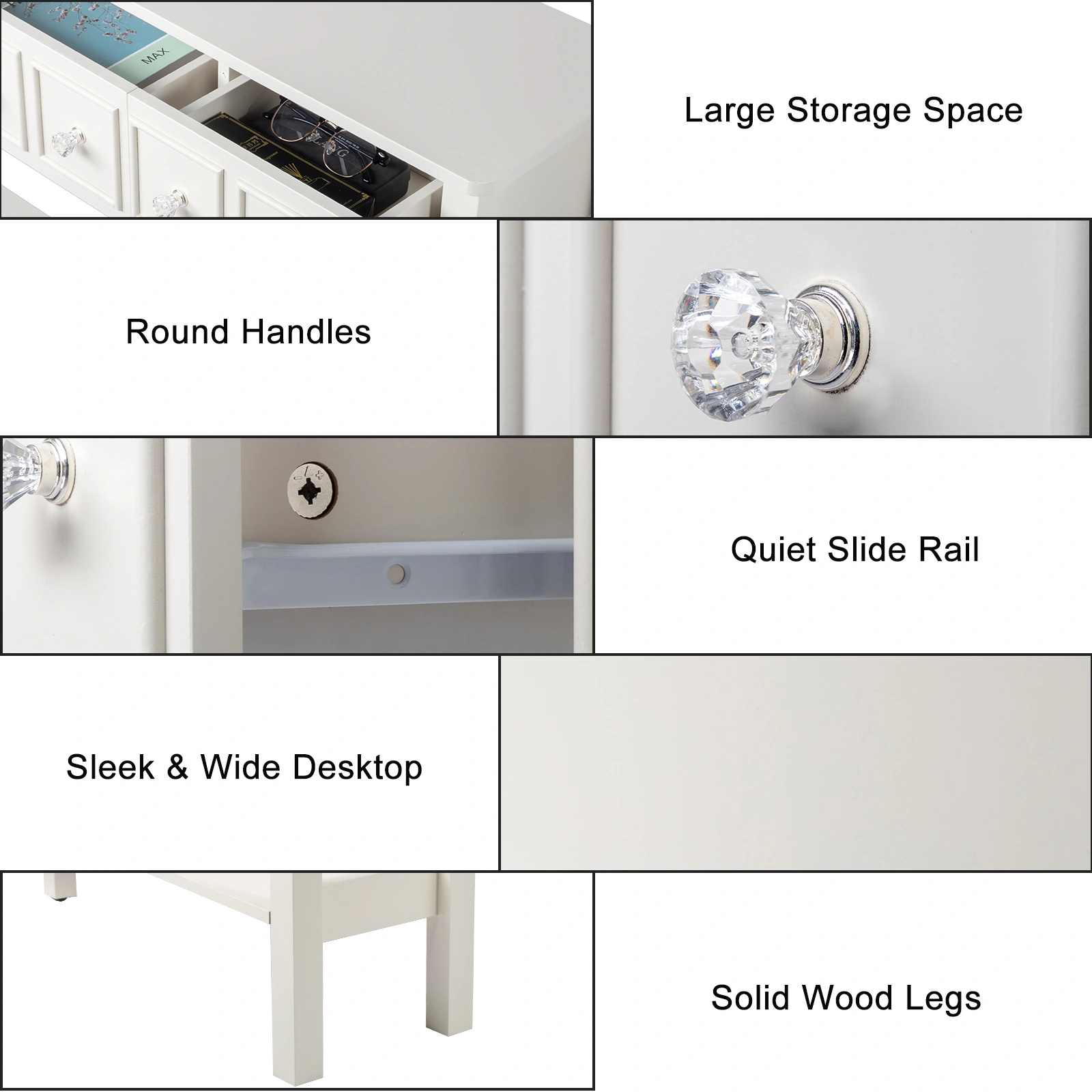 Long Console Table Entryway Table with Different Size Drawers and Bottom Shelf, White Narrow Storage Sofa Table for Entryway Hallway(White) Long Console Table view 3