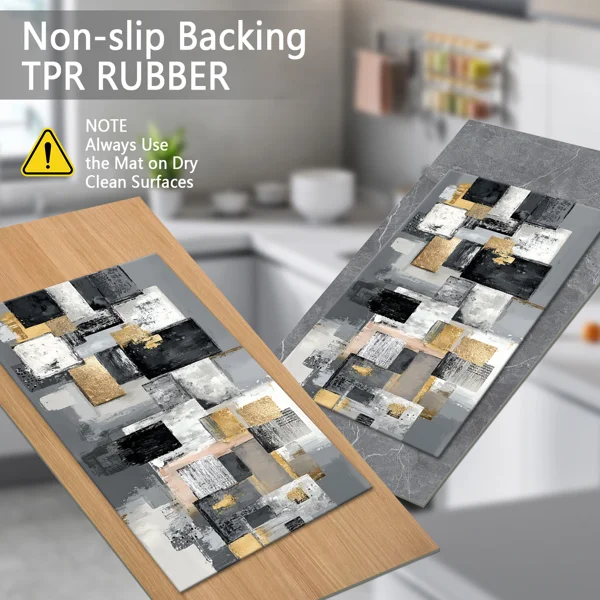 Three-piece kitchen rug set, non-slip and washable, abstract pattern kitchen hallway rug, soft and comfortable, suitable for sinks, floors, entrances, hallways and bathrooms. view 6