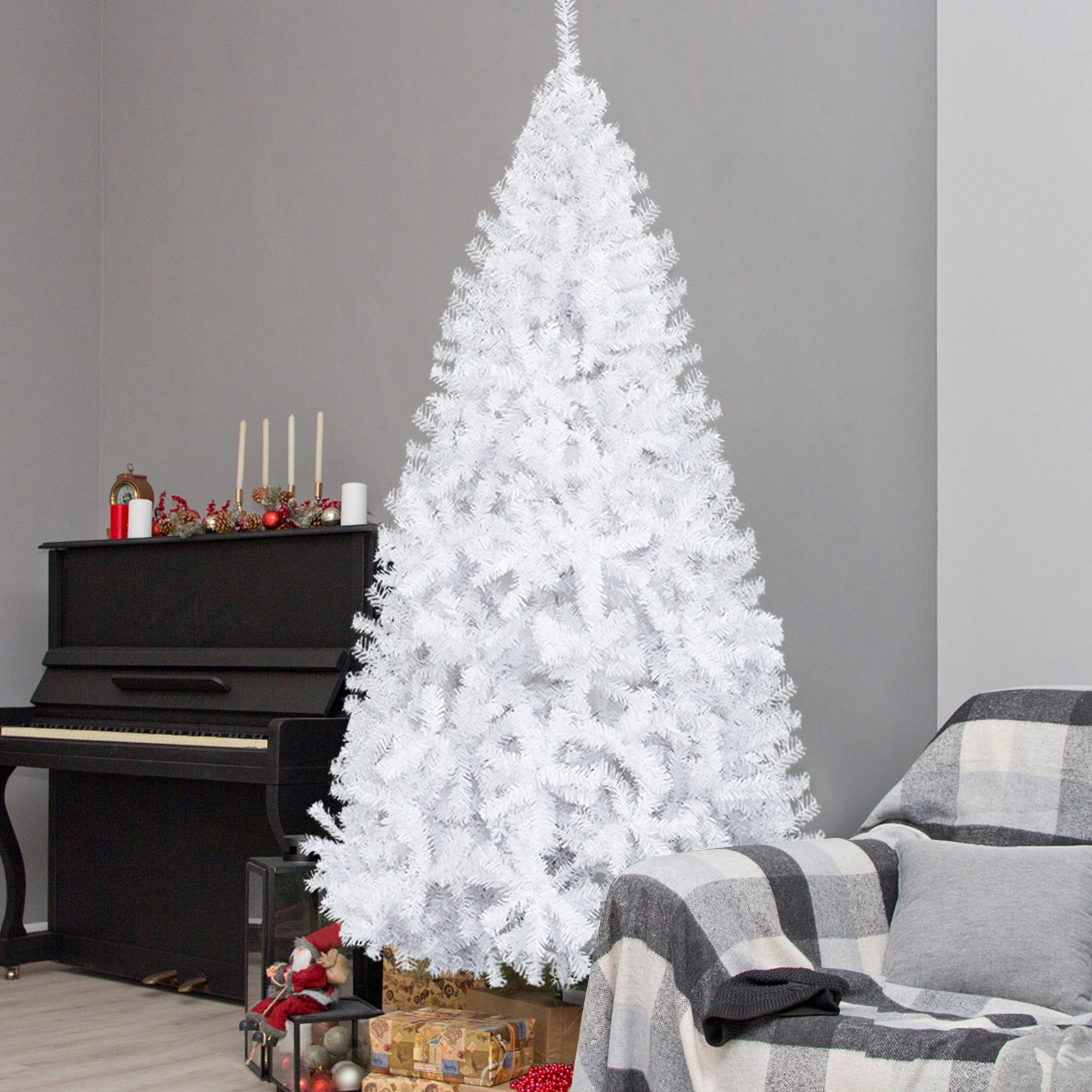6FT Iron Leg White Christmas Tree with 400 Branches view 6