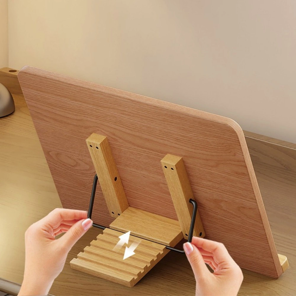 Adjustable Book Stand Wooden Reading Rest, Recipe Cookbook Holder Stand Clip UK view 4