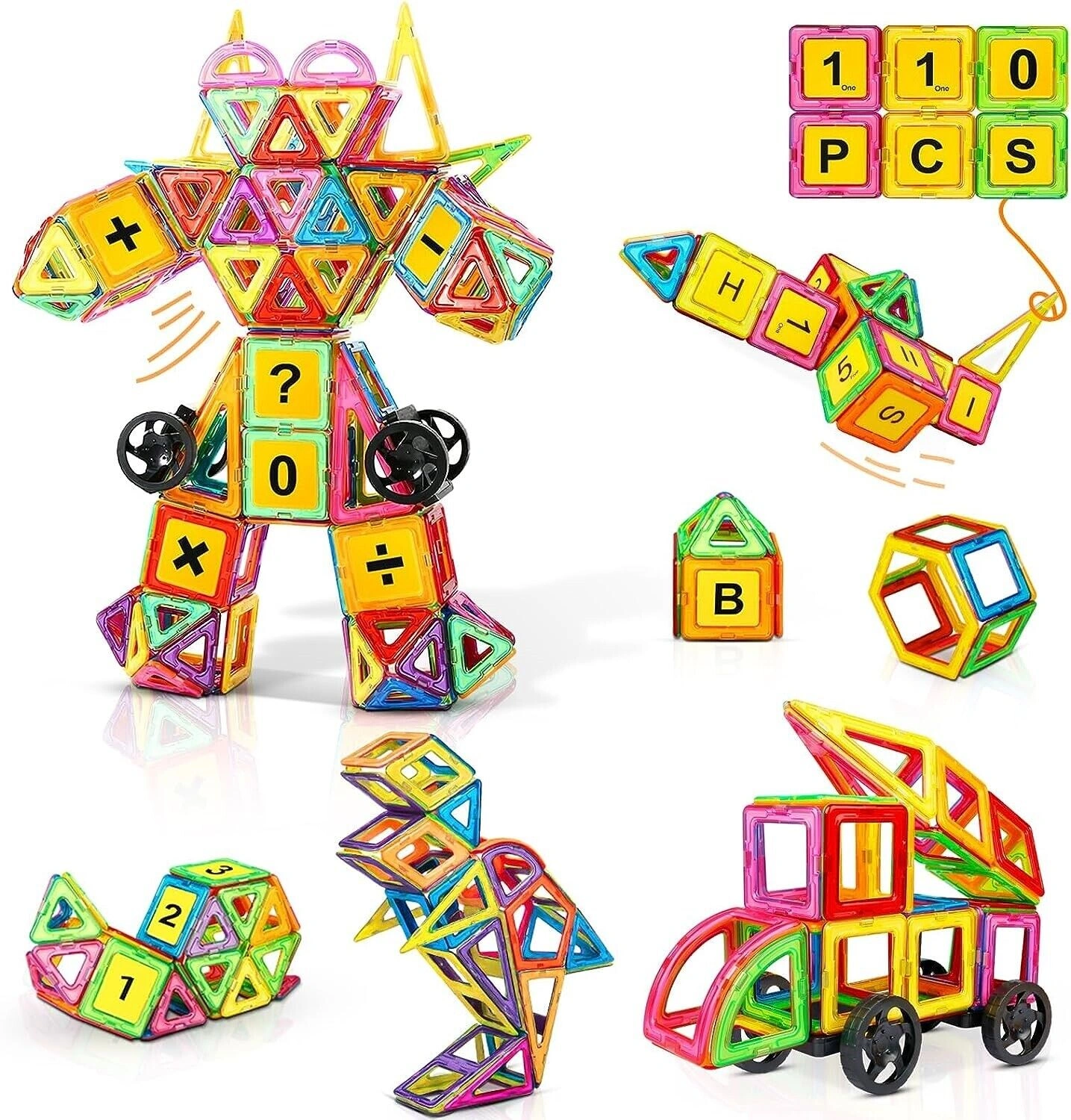 Magnetic Building Blocks Set 110 Pieces STEM Construction Toys for Kids Creative Magnet Bricks view 5