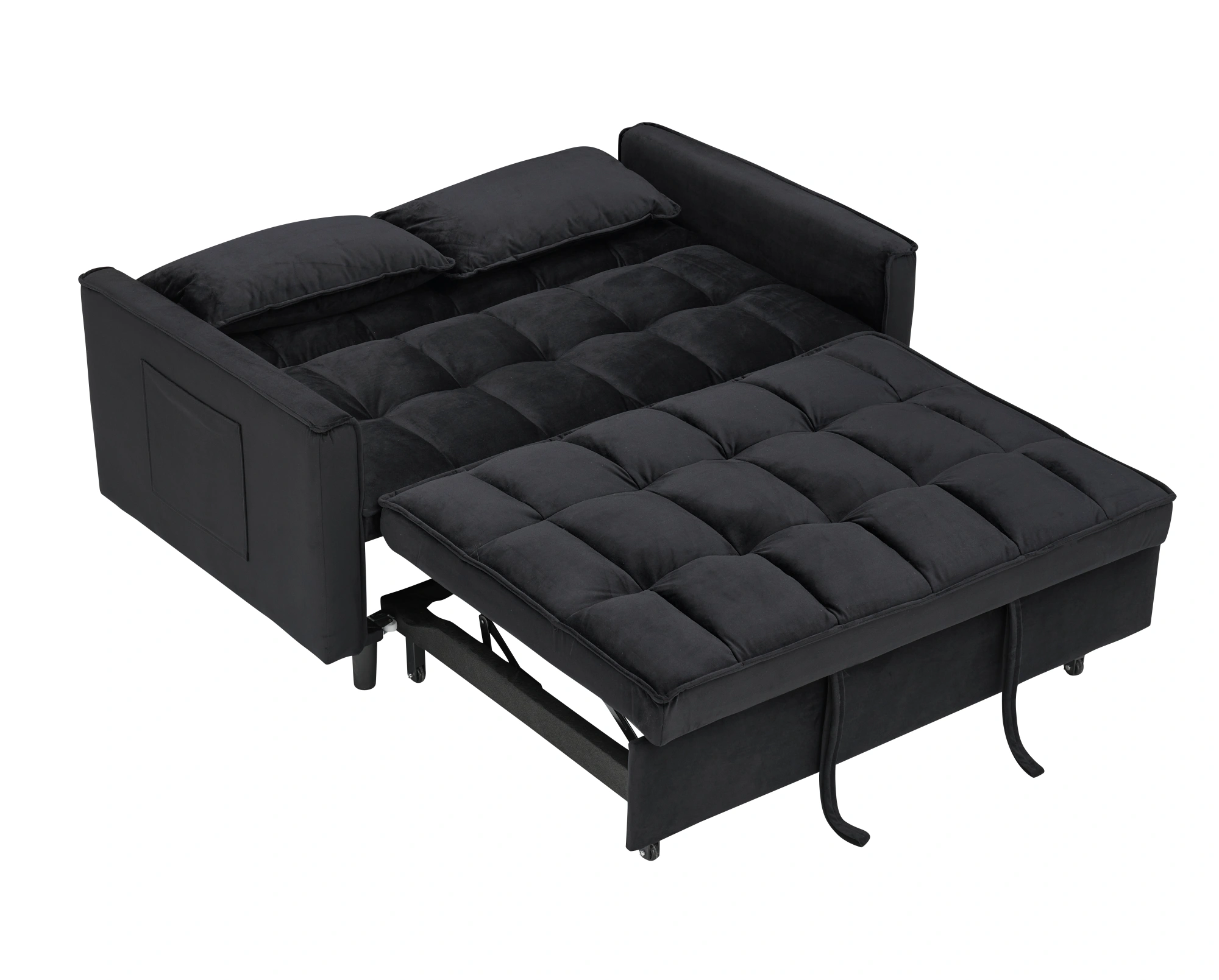 Modern Velvet Sofa Bed 3 in 1 Convertible Loveseat with Pillow, Pockets, Pull Out Futon, Small Sleeping Couch for Living Room view 10