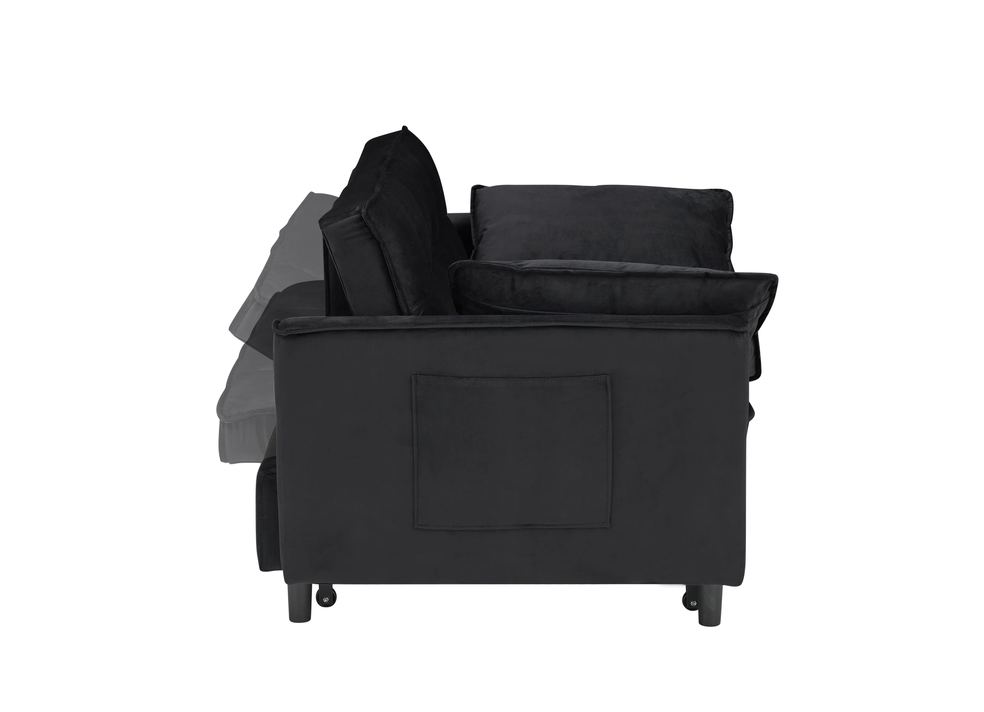 Modern Velvet Sofa Bed 3 in 1 Convertible Loveseat with Pillow, Pockets, Pull Out Futon, Small Sleeping Couch for Living Room view 6