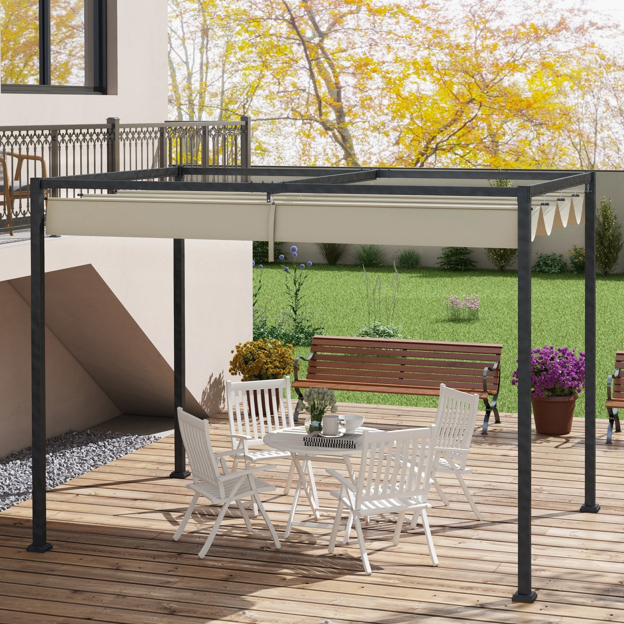 Soft Top 10x10 ft Patio Gazebo Pop Up Canopy with Carry Bag, Waterproof Steel Frame, Easy Assembly Outdoor Garden Shelter, Gray view 2