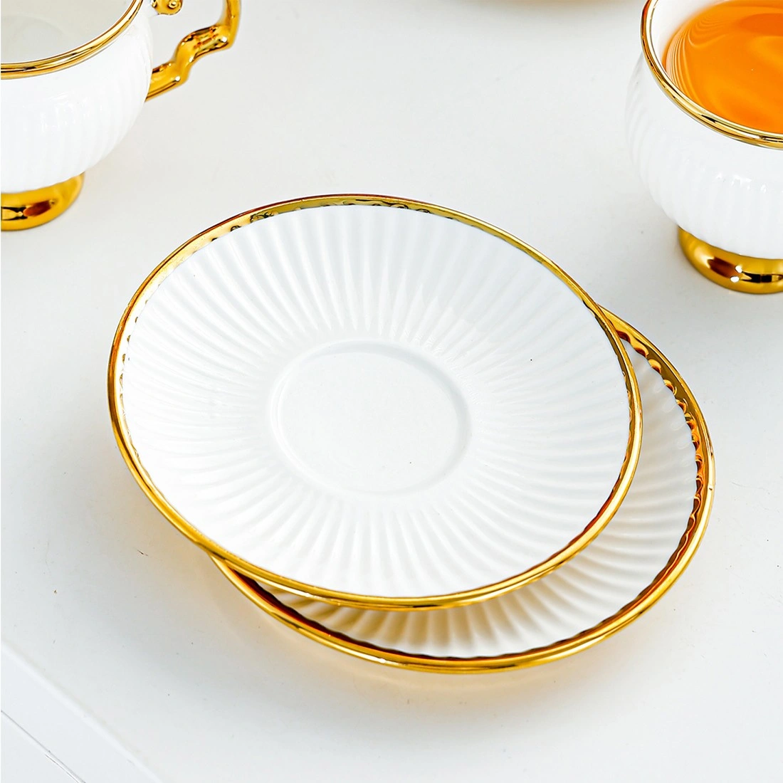 18PCS Ceramic Coffee Cup and Saucer Set 6 Cups 6 Saucers 6 Spoons Tea Cup Set view 3