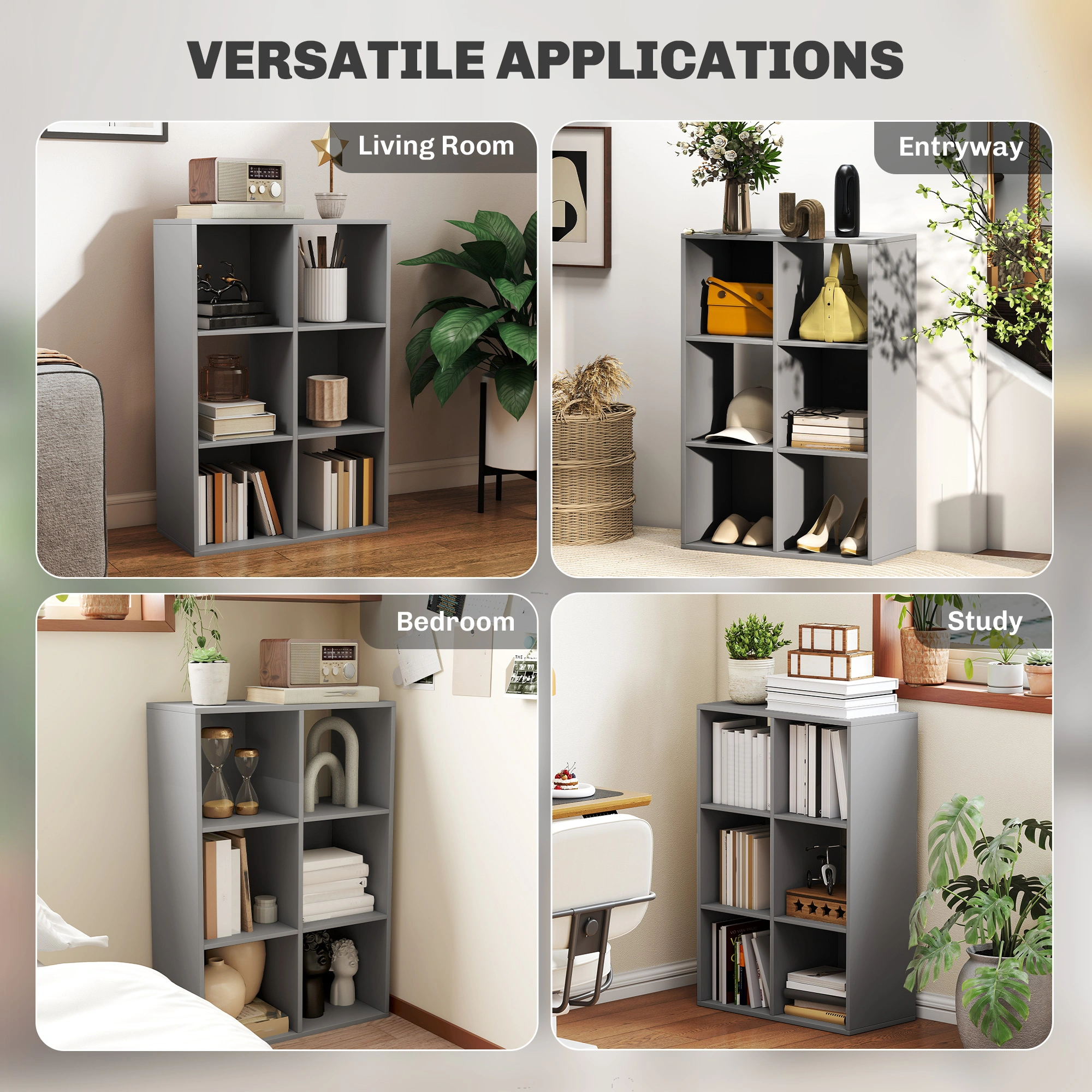 6-Tier Bookshelf Storage Cabinet - Large Capacity Book/Display Rack with Shelves, Open Organizer for Home, Office, Living Room, Bedroom, Entryway view 2