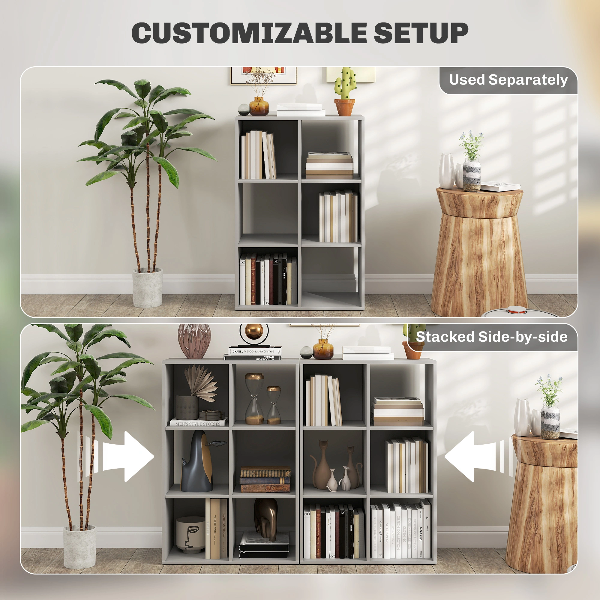 6-Tier Bookshelf Storage Cabinet - Large Capacity Book/Display Rack with Shelves, Open Organizer for Home, Office, Living Room, Bedroom, Entryway view 4