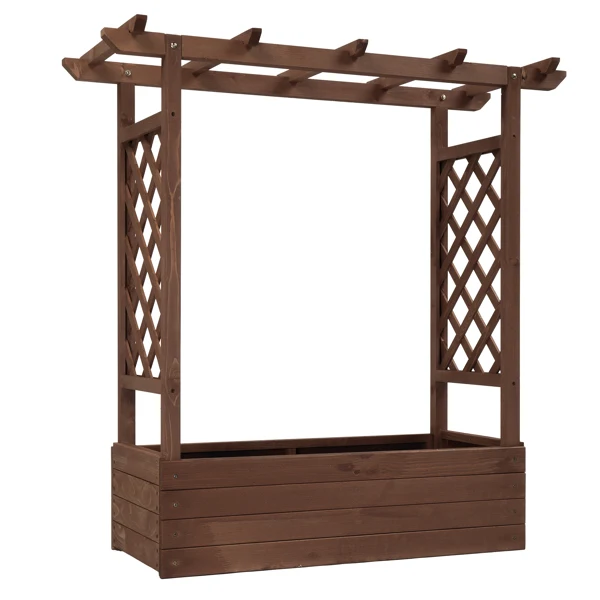 43.5*17.5*44.5 In Fir With Arched Lattice Raised Garden Bed Wooden Planting Frame Carbonized view 6