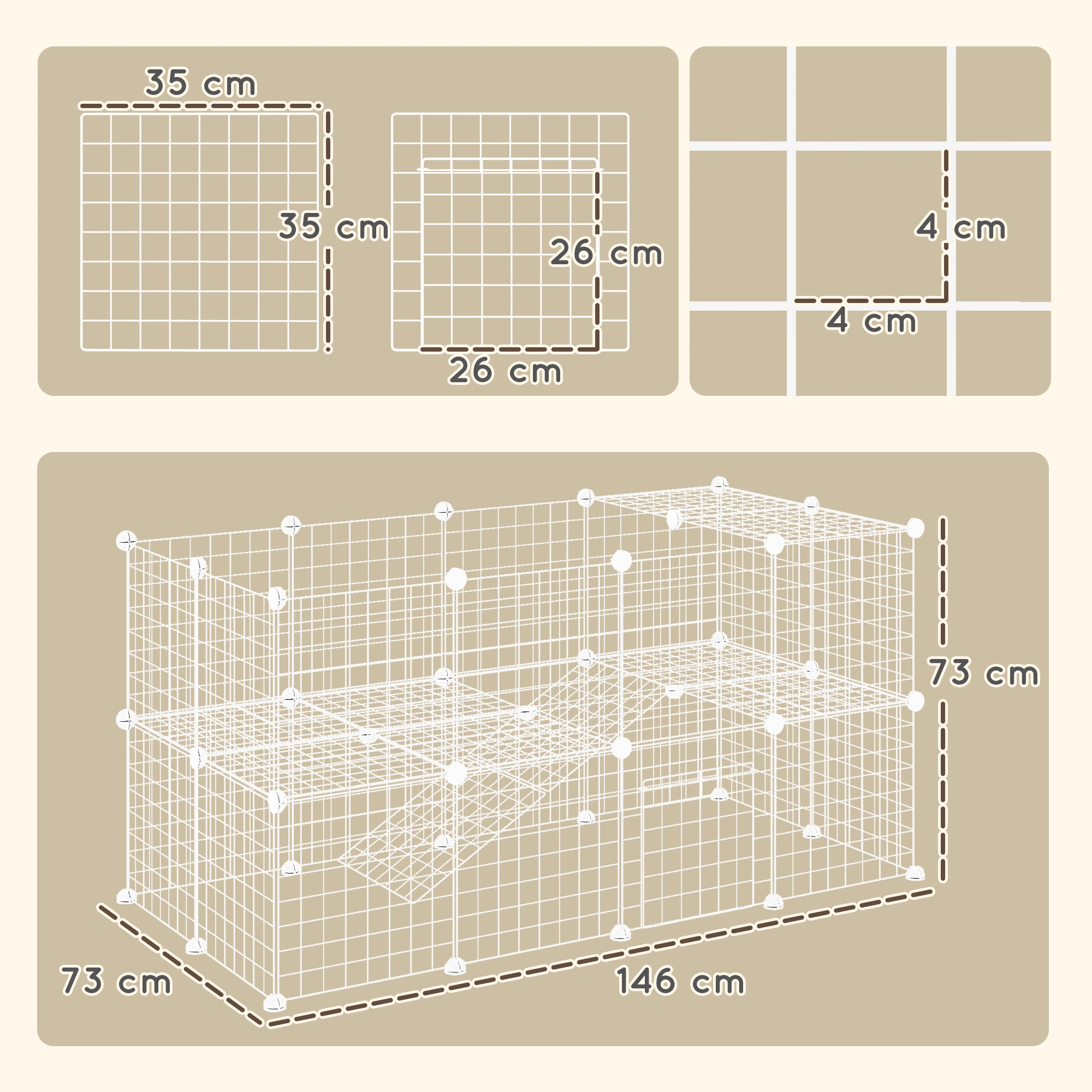6 Panel DIY Pet Playpen for Rabbits Chinchillas Hedgehogs Guinea Pigs, Foldable Exercise Pen view 3