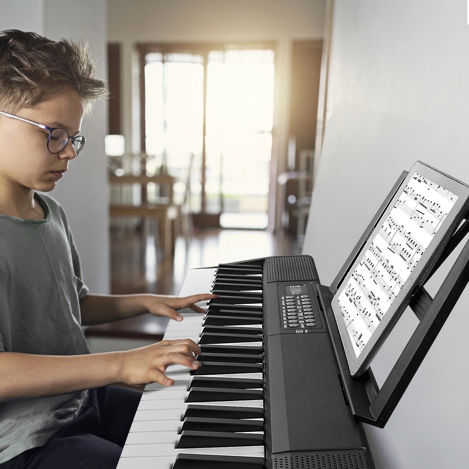 GEP-204 61Key Folding Piano Semi-Weighted Standard Keyboards Digital Piano with Bluetooth, Handbag,for Piano Lover Black color view 5