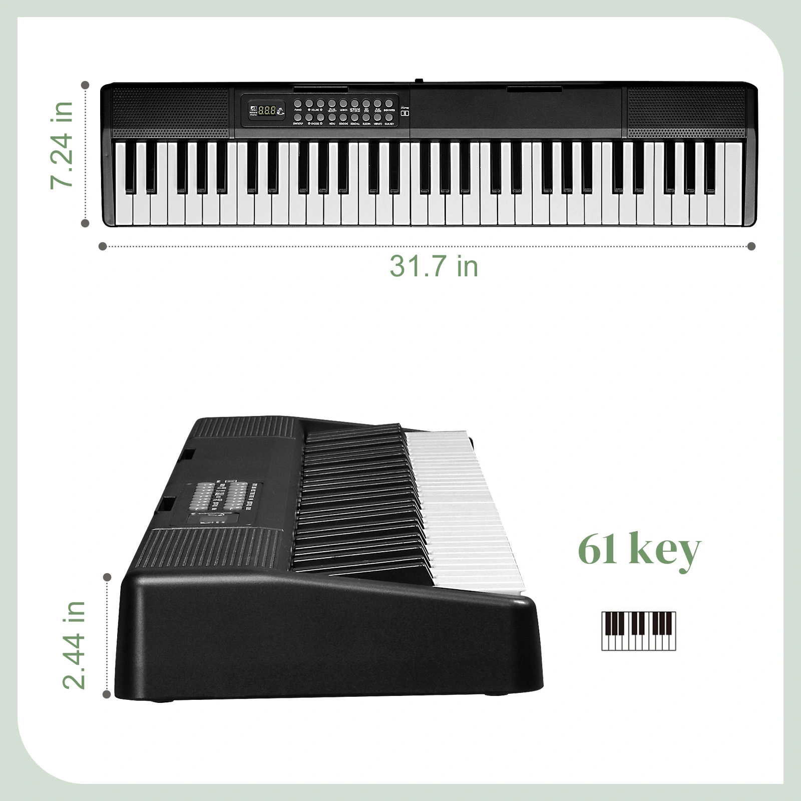GEP-204 61Key Folding Piano Semi-Weighted Standard Keyboards Digital Piano with Bluetooth, Handbag,for Piano Lover Black color view 6