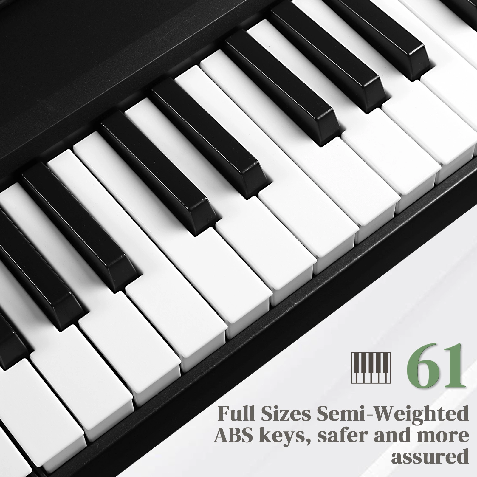 GEP-204 61Key Folding Piano Semi-Weighted Standard Keyboards Digital Piano with Bluetooth, Handbag,for Piano Lover Black color view 8