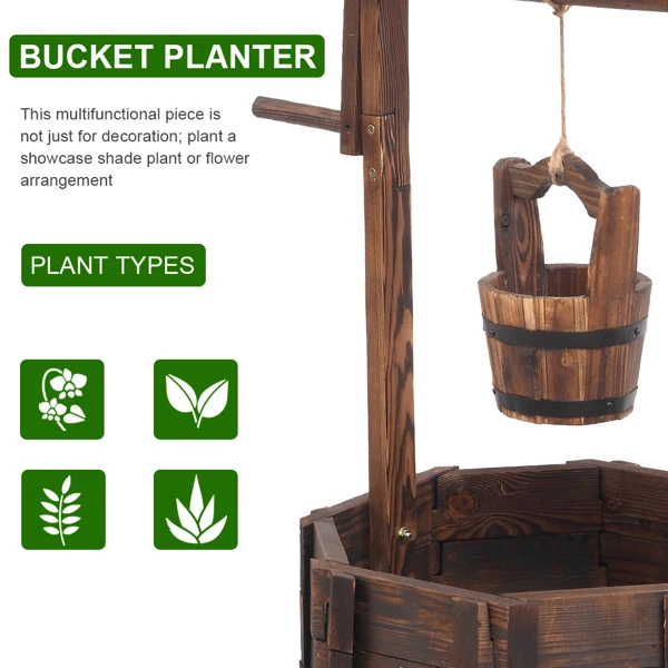 Outdoor Reinforced And Anticorrosive Wooden Wishing Well Flowerpot view 5