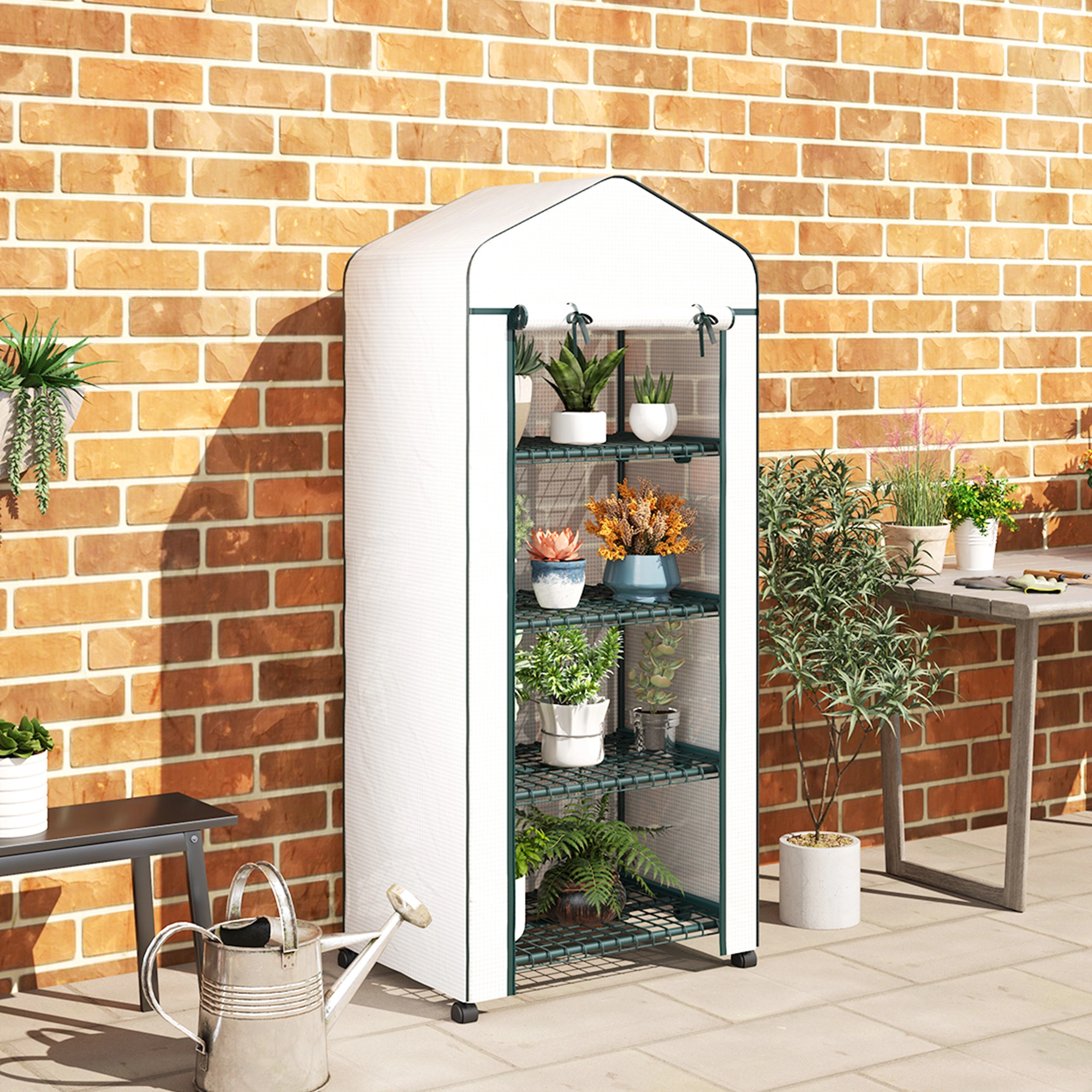 Portable Greenhouse Tunnel Outdoor Garden Cold Frame with Zipper Door Polythene Cover Plant Protection