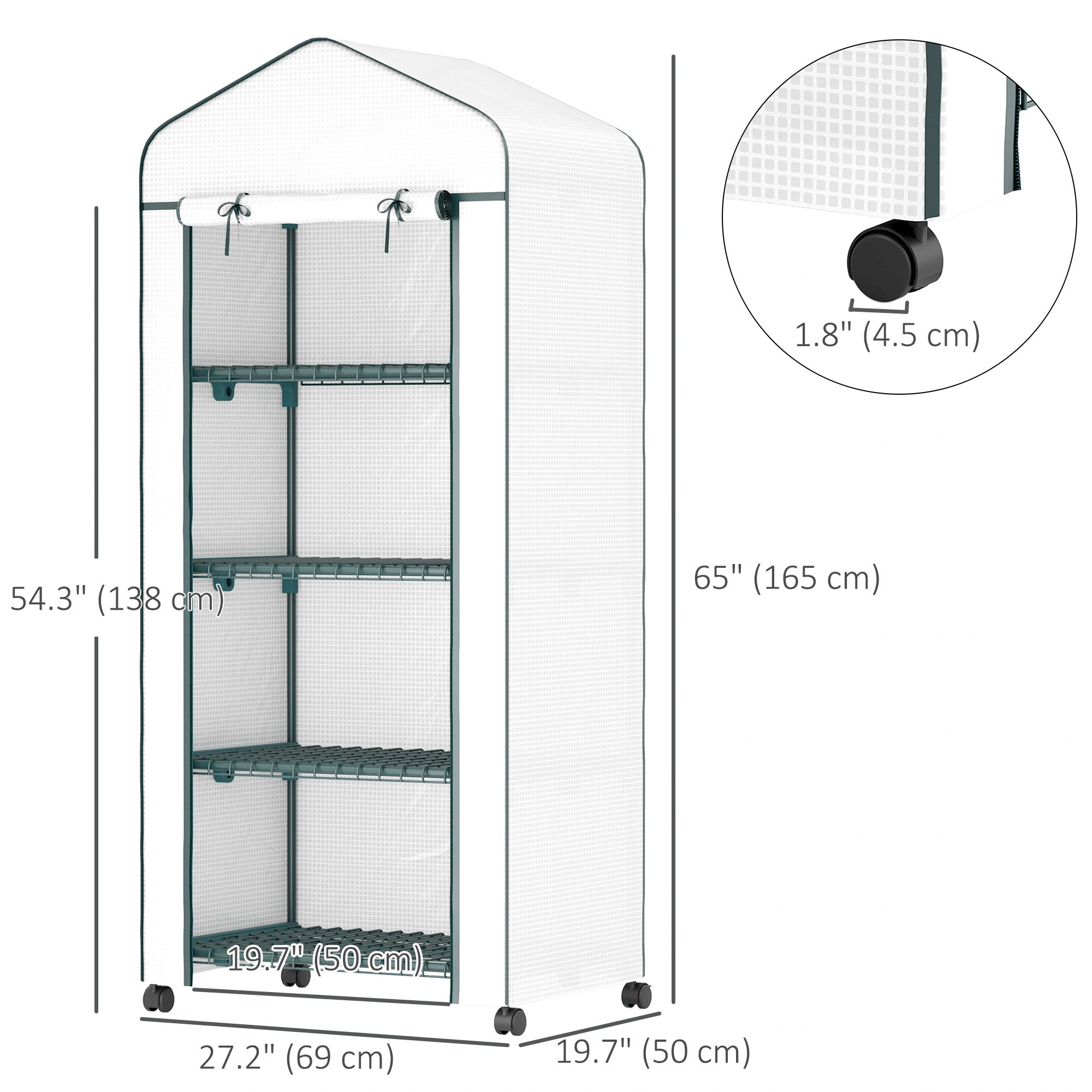 Portable Greenhouse Tunnel Outdoor Garden Cold Frame with Zipper Door Polythene Cover Plant Protection view 3