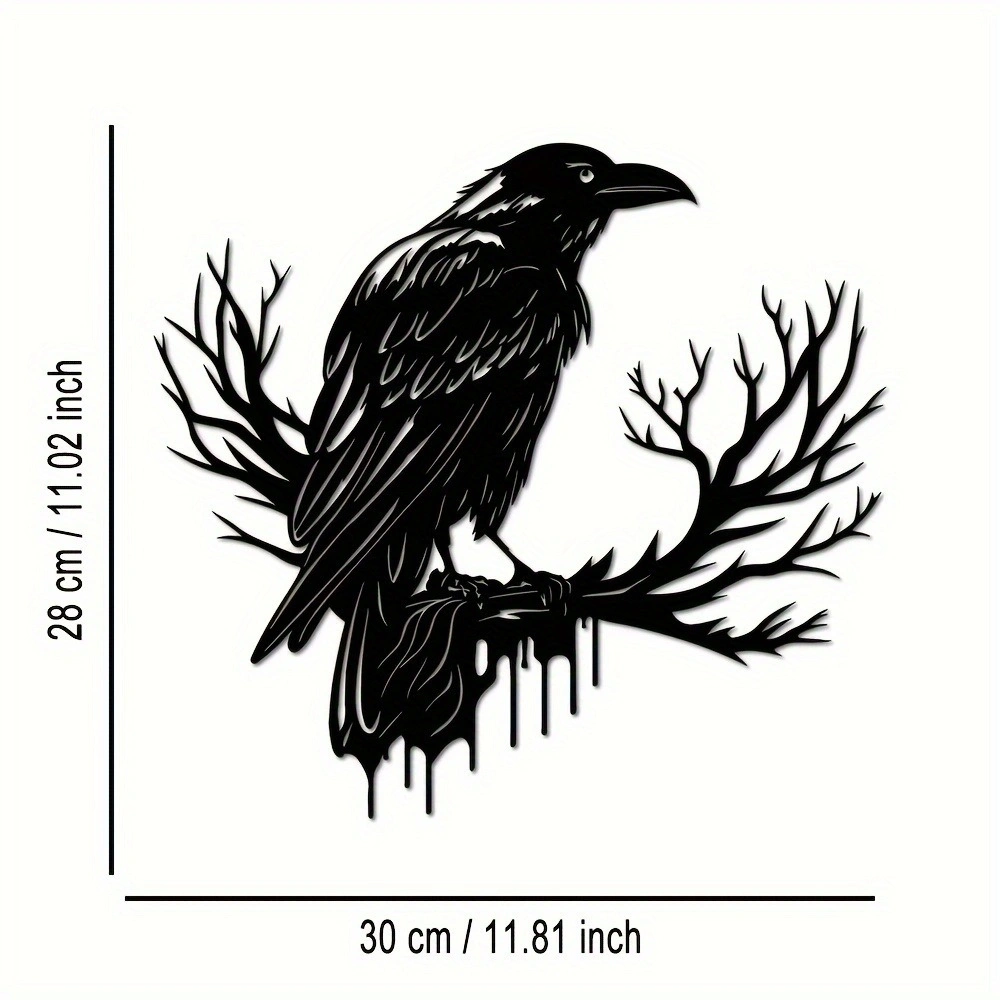 CIFbuy Gothic Black Metal Crow Wall Art Vintage Industrial Bird Silhouette Wall Decor TikTok, temu pick-up service