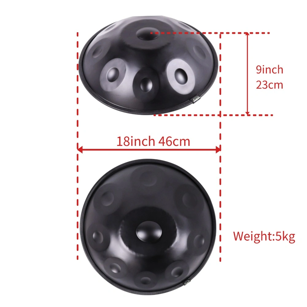 9 Notes Black Solid Color Handpan Drum Steel Tongue Percussion Instrument view 4