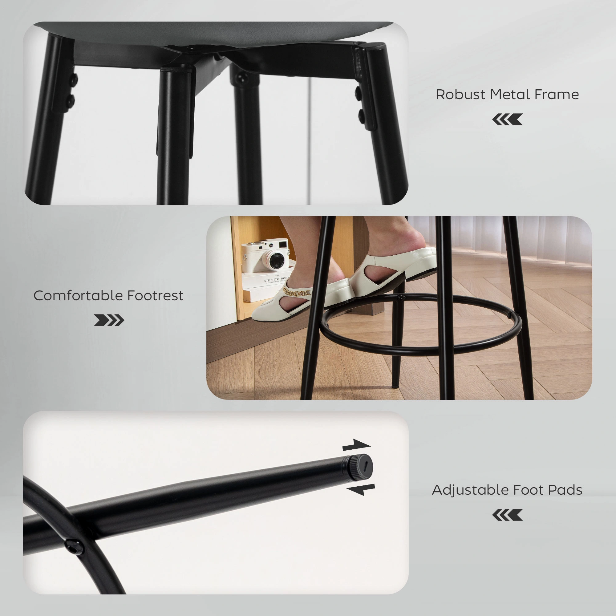 Adjustable Height Bar Stool, Counter Height Bar Stools Set, Modern Swivel Bar Stool for Kitchen Island view 4