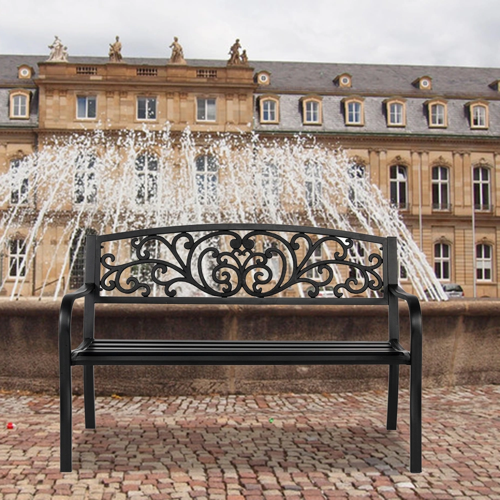 50" Iron Outdoor Courtyard Decoration Park Leisure Bench view 20
