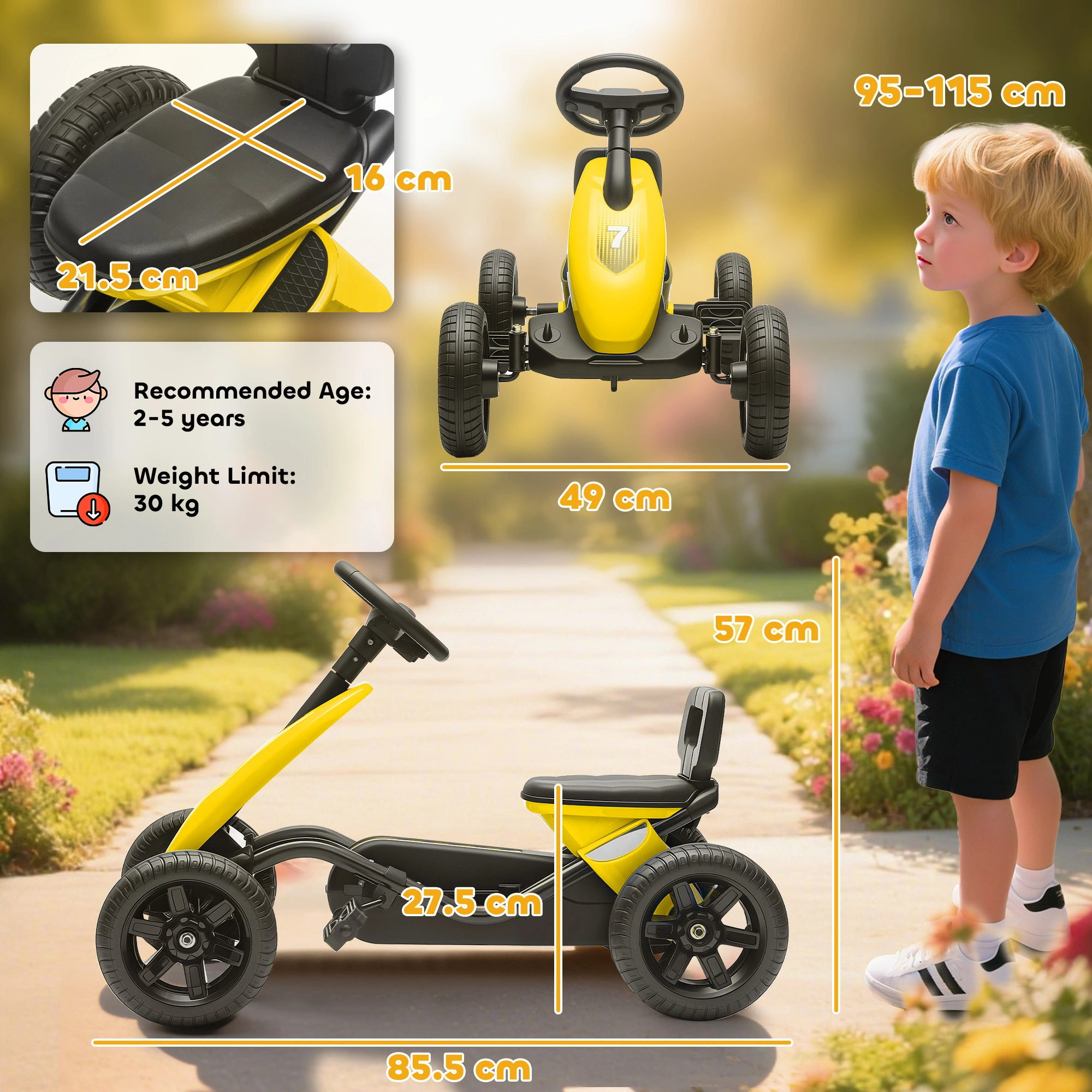 Kids Electric Ride On Car with Remote Control, 6V Rechargeable Battery Powered Vehicle, 2-Seater with Music & Lights for Ages 2-5 view 4