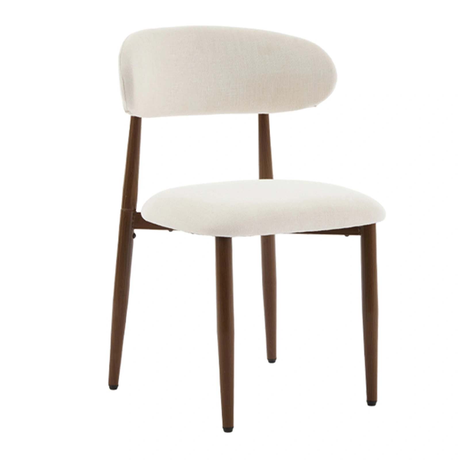 Set of 2 Beige Dining Chairs, Modern Metal Kitchen Chairs with Fabric Upholstered Seat, Contemporary Dining Room Chairs