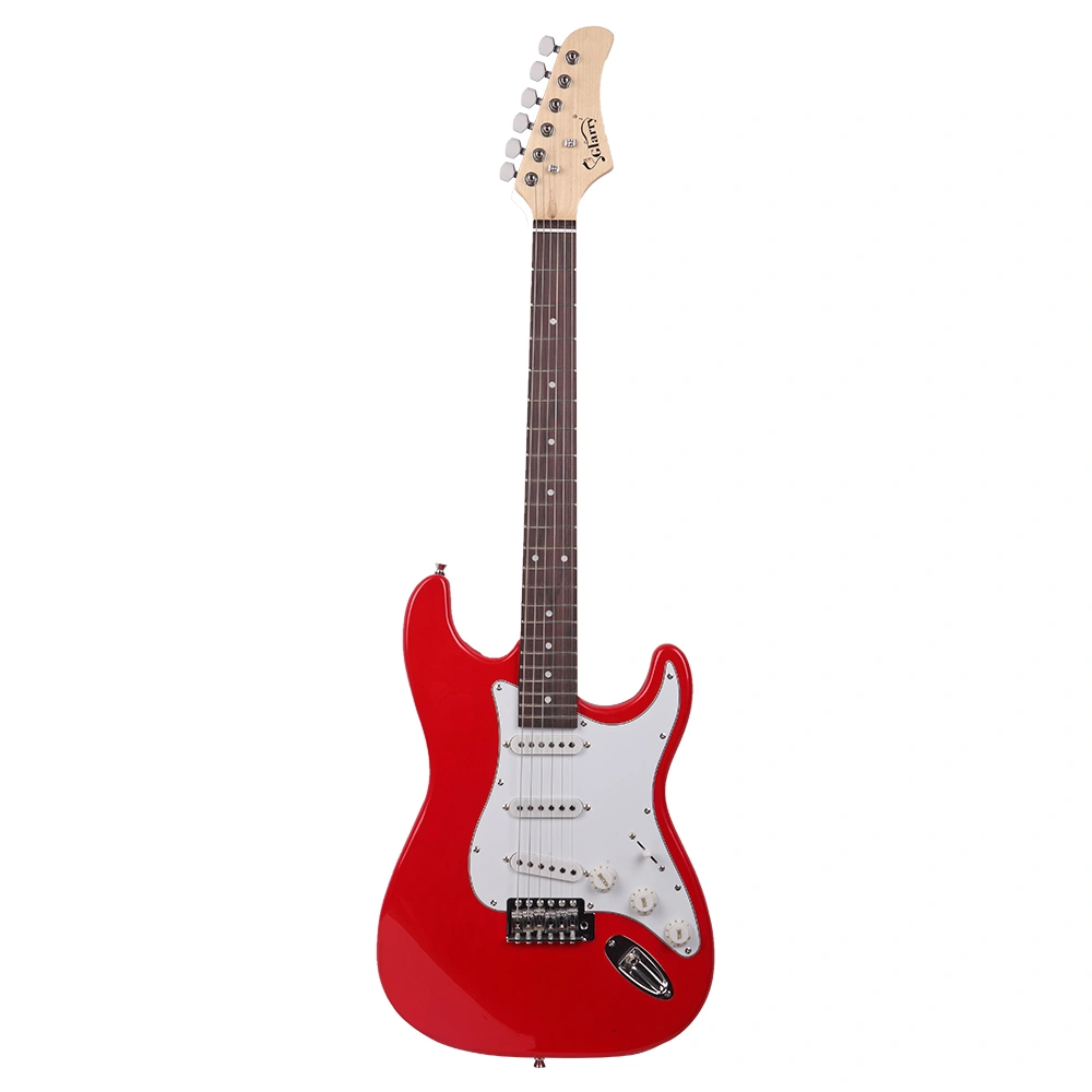 GST Rosewood Fingerboard Electric GuitarBagShoulder Strap Pick Whammy Bar Cord Wrench Tool Red