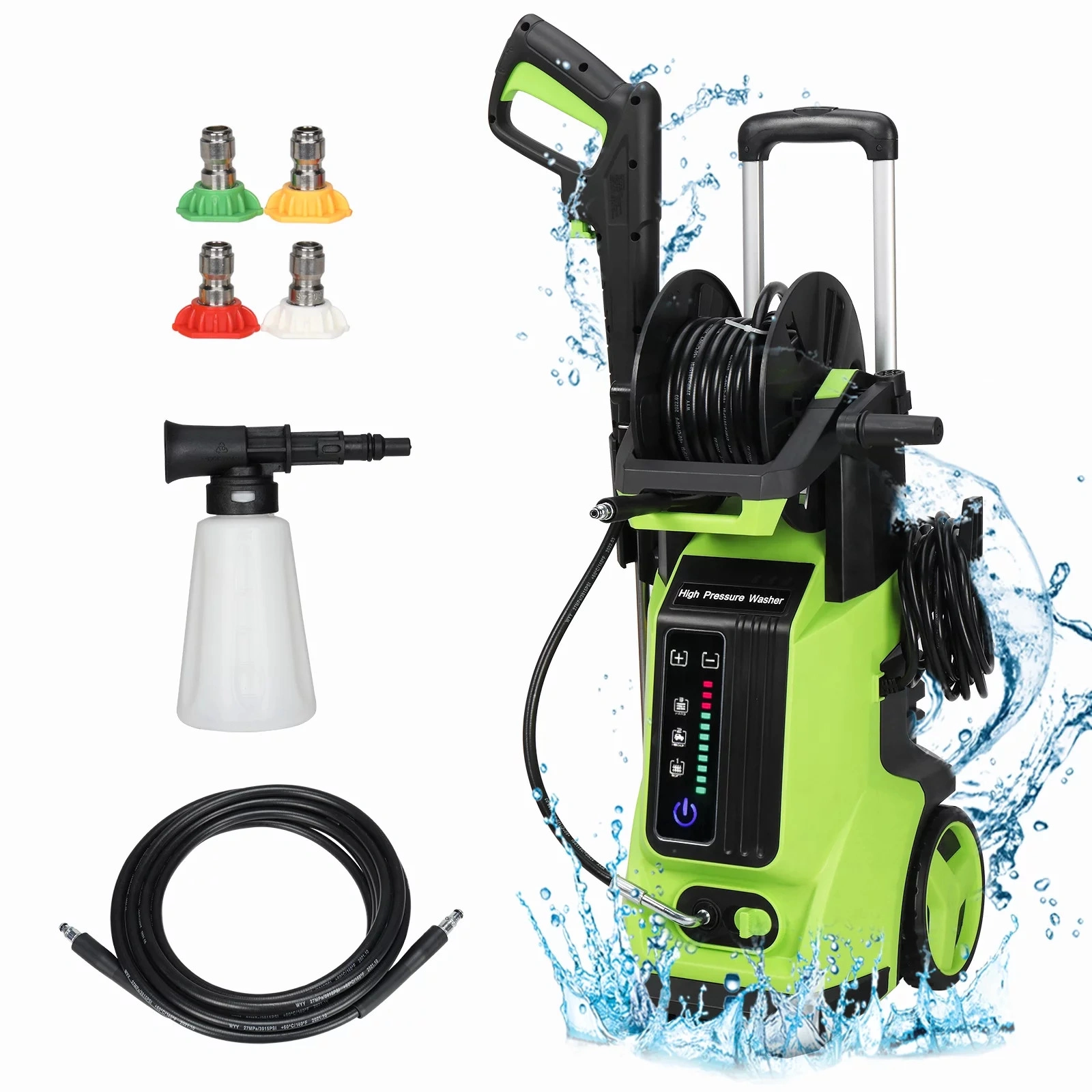 1800W 3800PSI Electric Pressure Washer 110V 10.2A High Power Cleaner Green