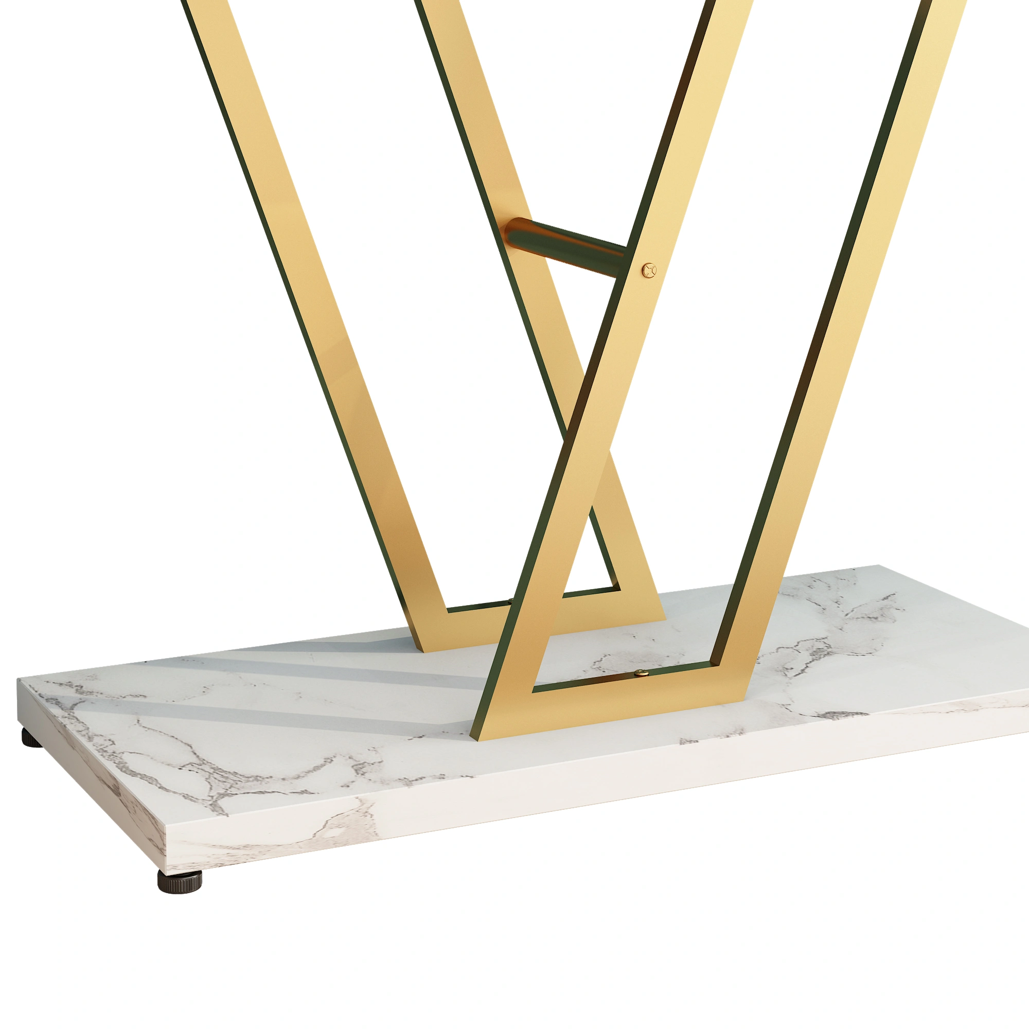 Console Table, Industrial Hallway Table for Entryway, 42 Inch Entryway Tables Narrow Sofa Table for Living Room, Stable Metal Frame & Easy Assemble,Gold/White Color view 2