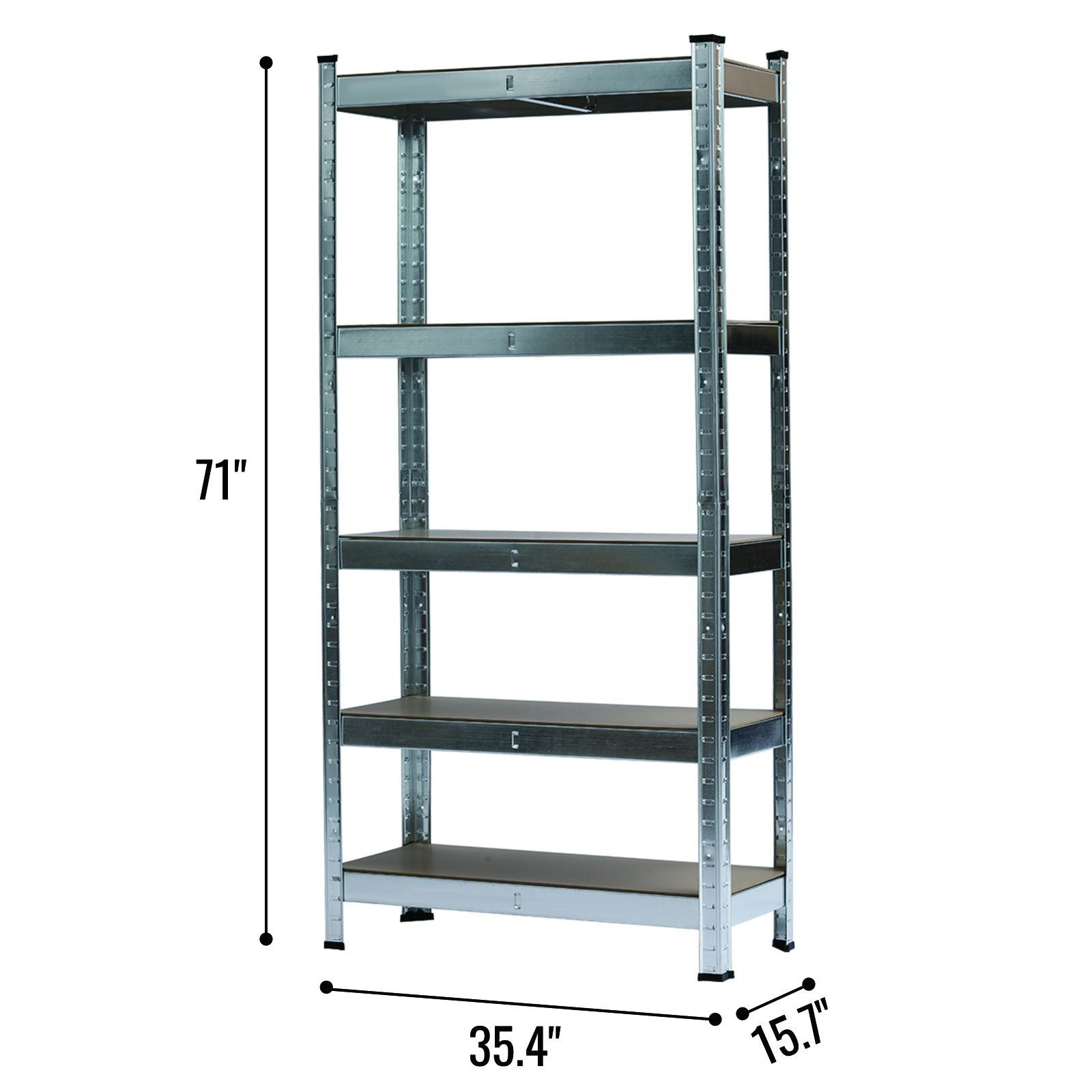 Heavy Duty 5 Tier Galvanized Metal Shelving Rack Unit - Silver Garage Storage Shelf view 3
