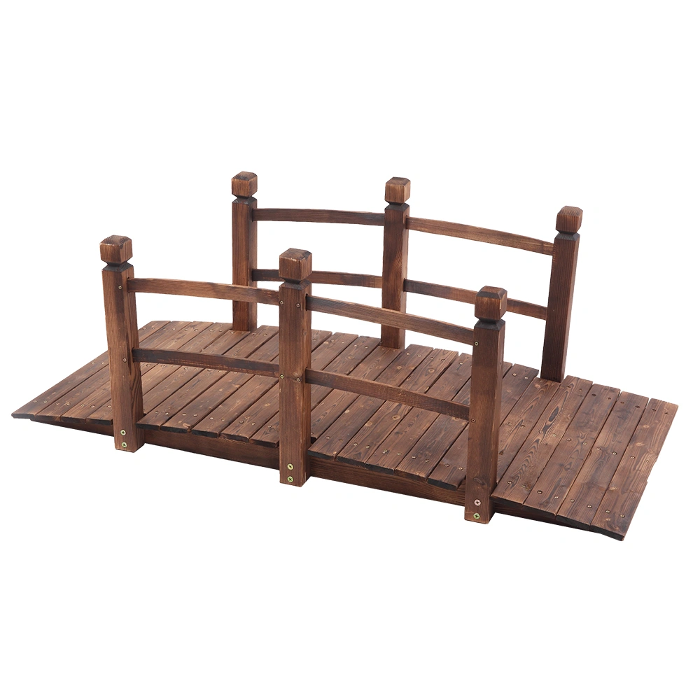 Arch Bridge Small Wooden Bridge Courtyard Outdoor Anticorrosive Wood Landscape Bridge Carbonization Color view 10