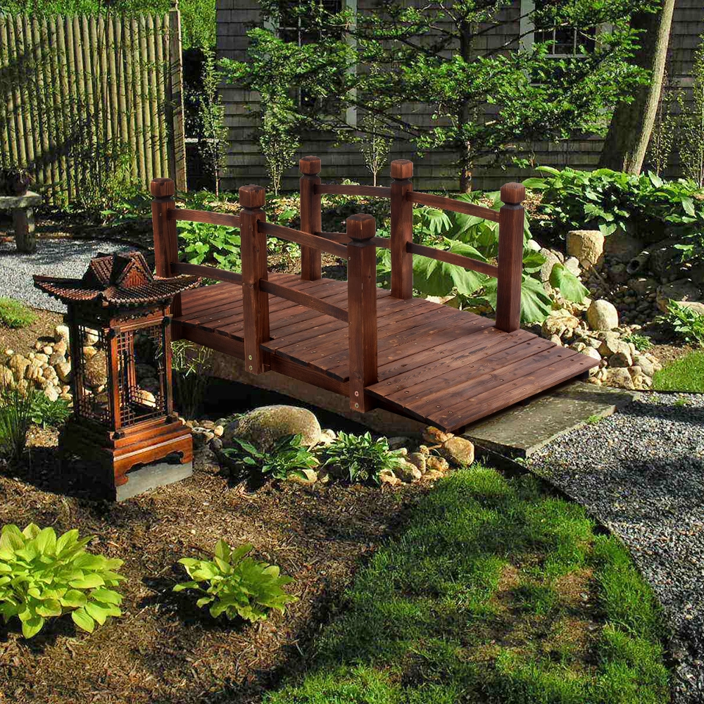 Arch Bridge Small Wooden Bridge Courtyard Outdoor Anticorrosive Wood Landscape Bridge Carbonization Color view 15