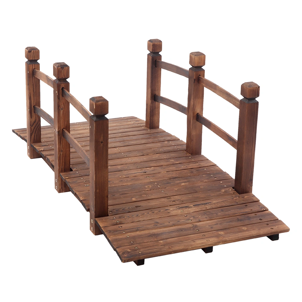 Arch Bridge Small Wooden Bridge Courtyard Outdoor Anticorrosive Wood Landscape Bridge Carbonization Color view 16