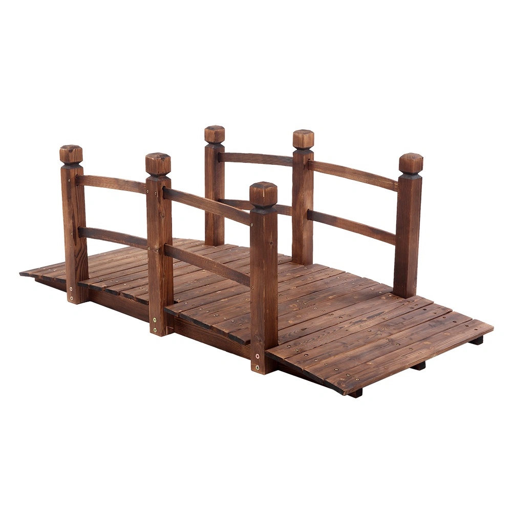 Arch Bridge Small Wooden Bridge Courtyard Outdoor Anticorrosive Wood Landscape Bridge Carbonization Color view 23