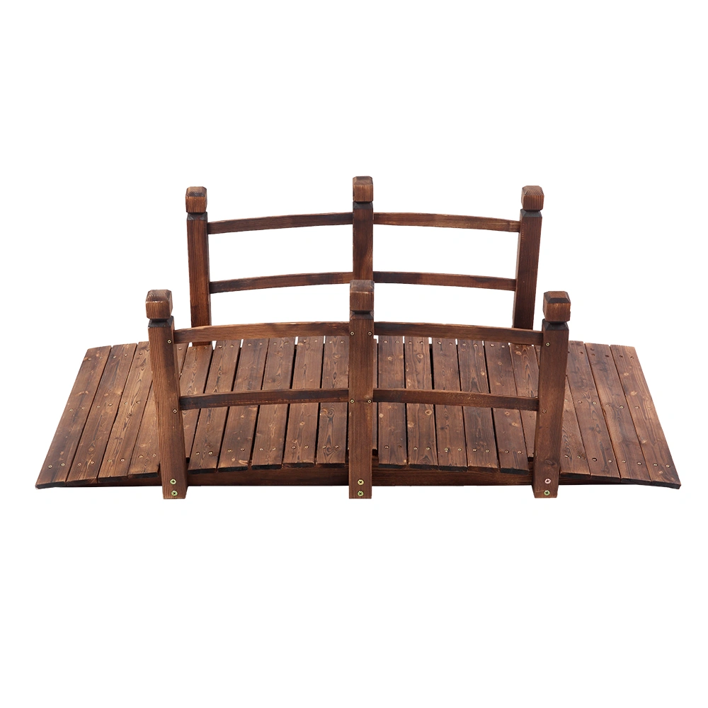 Arch Bridge Small Wooden Bridge Courtyard Outdoor Anticorrosive Wood Landscape Bridge Carbonization Color view 24