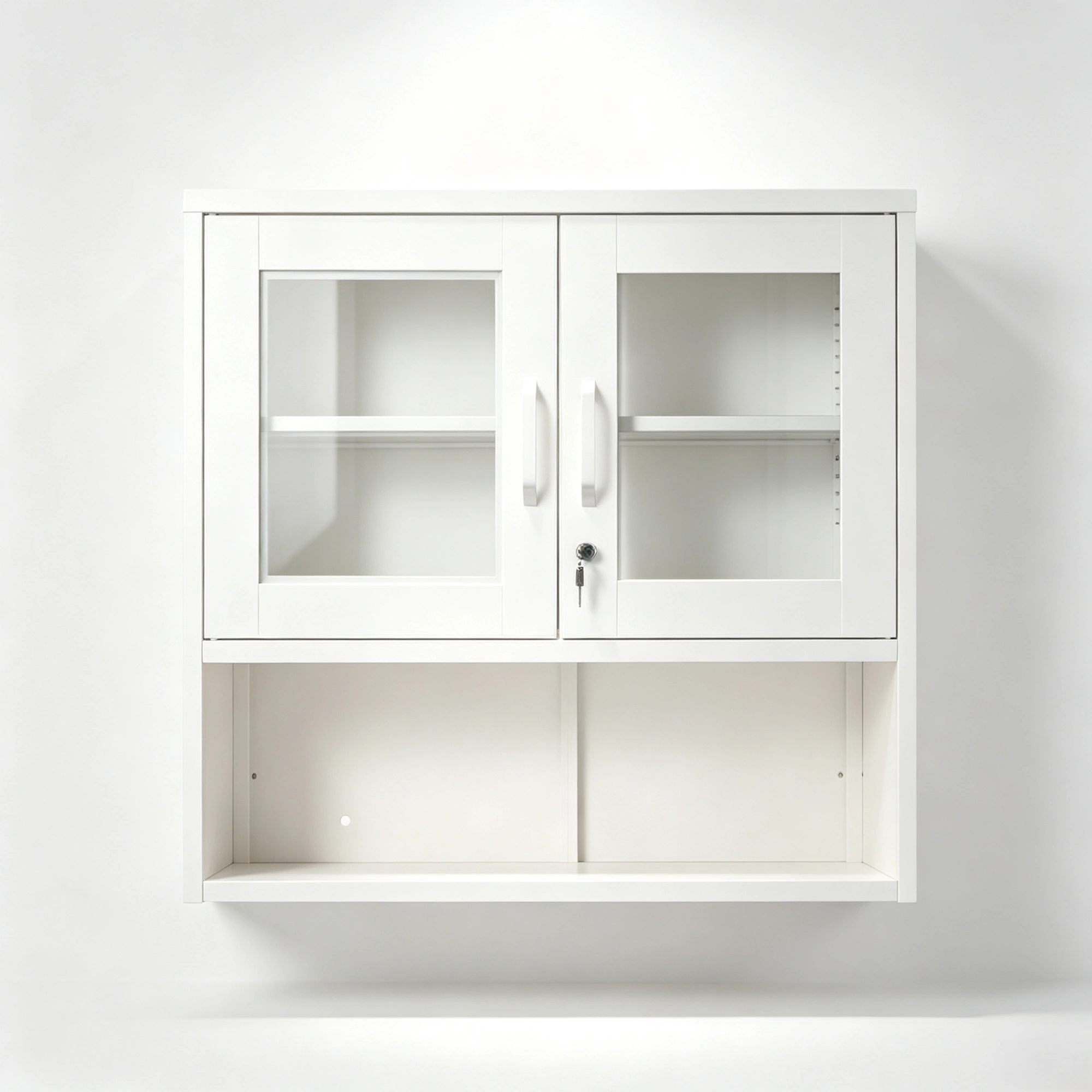 White Steel Wall Mount Display Cabinet 31.5"x31.5"x11.8" No Light Curio Showcase Hanging Storage view 11