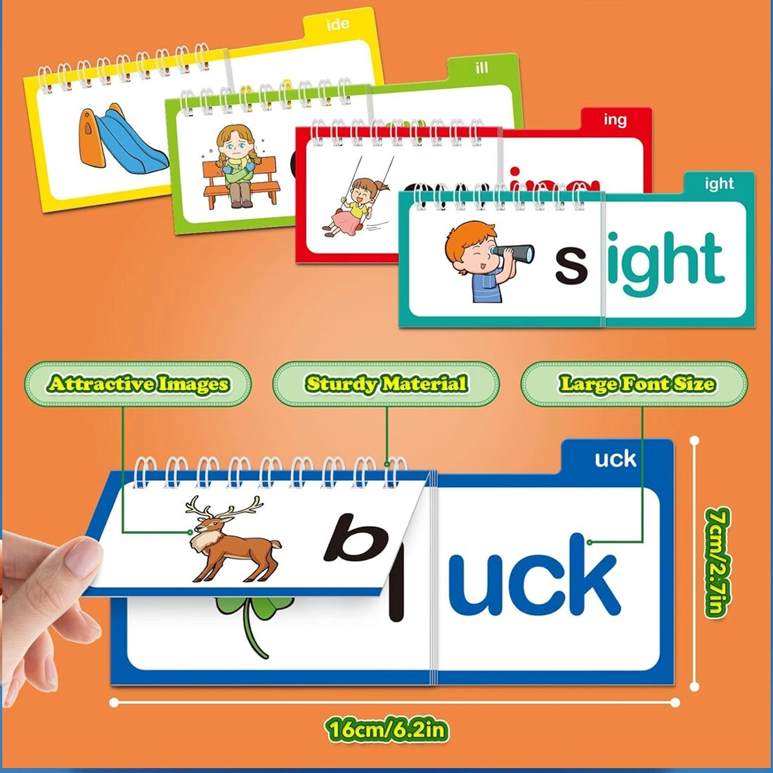 30 Pack Read and Rhyme Flip Books Word Families Flash Cards, Sight Word Learning Cards view 5
