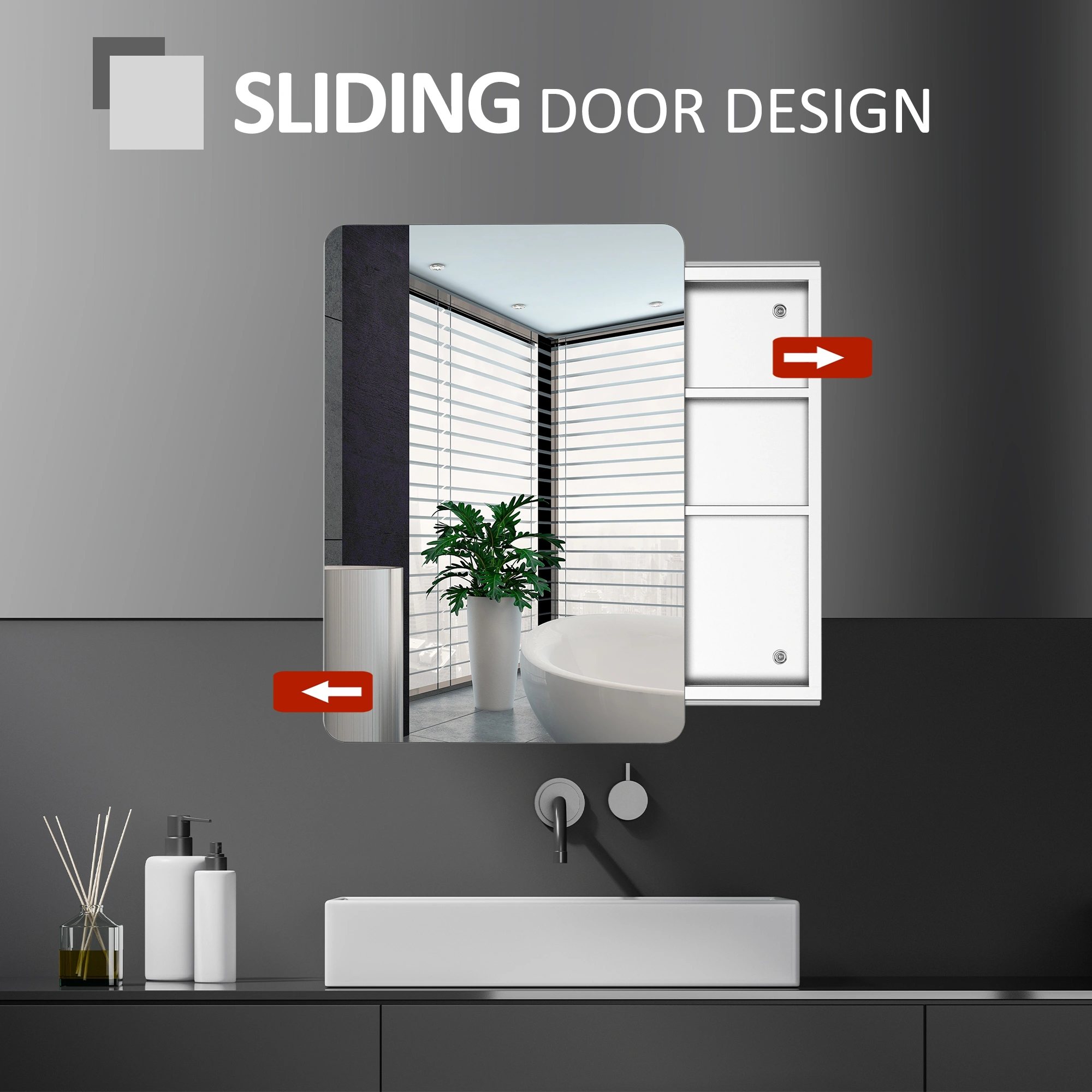 Modern Bathroom Vanity Cabinet, Wall-Mounted Storage Organizer with Soft-Close Doors, White, Under-Sink Kitchen & Bath Medicine Cabinet view 3