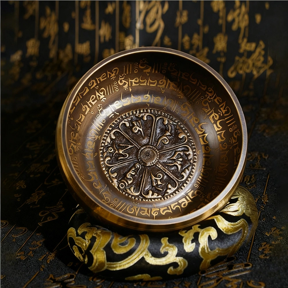 Hand Hammered Copper Singing Bowl 12cm, Nepalese Meditation Sound Bowl with Mallet & Cushion, Crystal Healing Chakra Instrument view 5