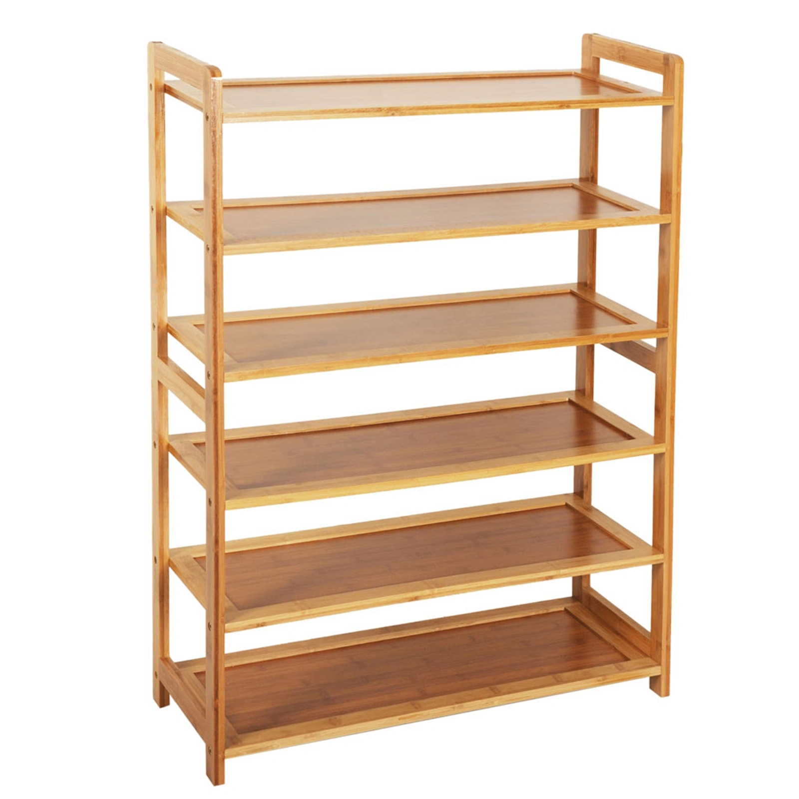 6 Tier Bamboo Shoe Rack - Rectangle Wood Storage Organizer
