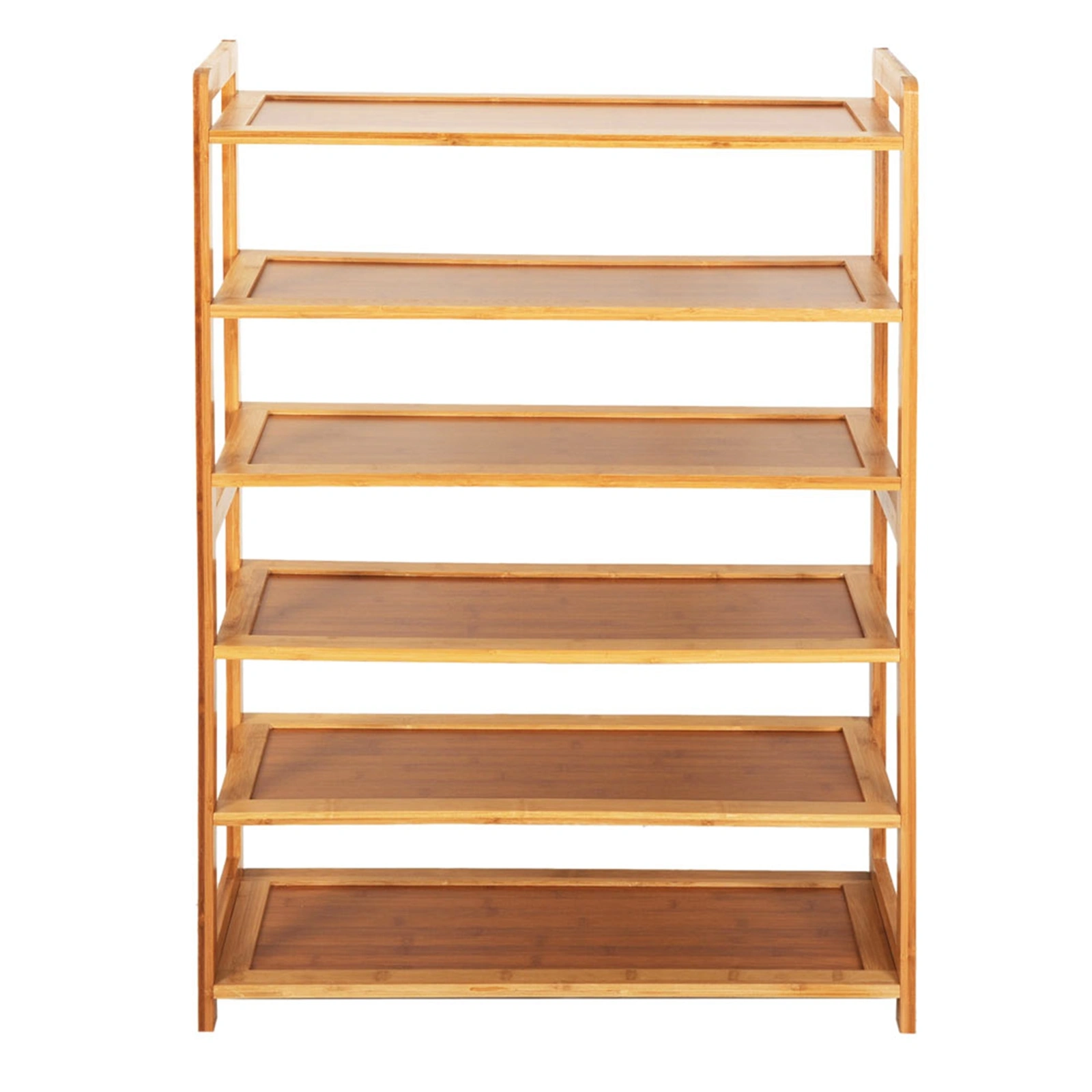 6 Tier Bamboo Shoe Rack - Rectangle Wood Storage Organizer view 3