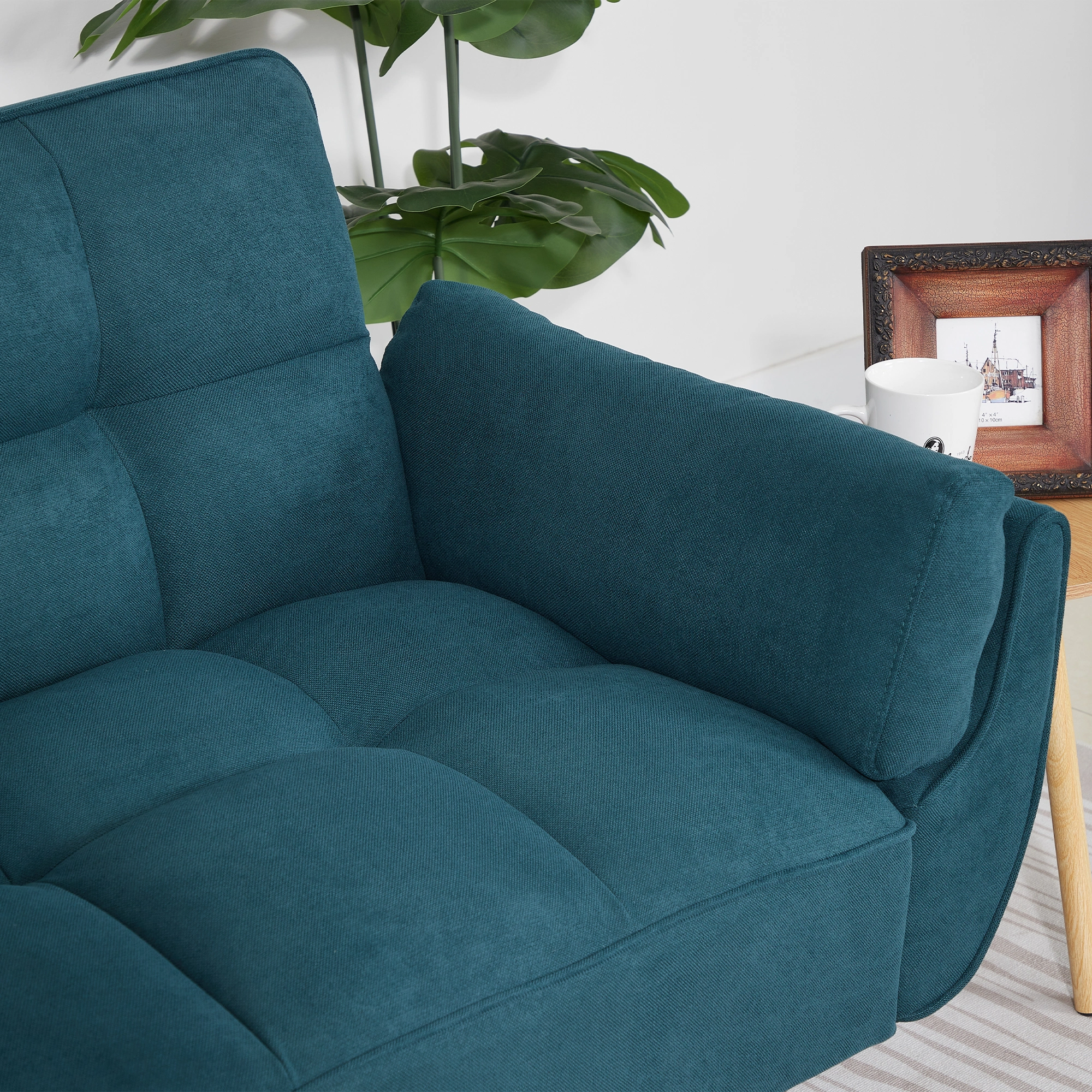 75 Inch Flared Arm Convertible Sleeper Sofa Bed, Green Fabric Upholstery, 3-Seater Couch view 16