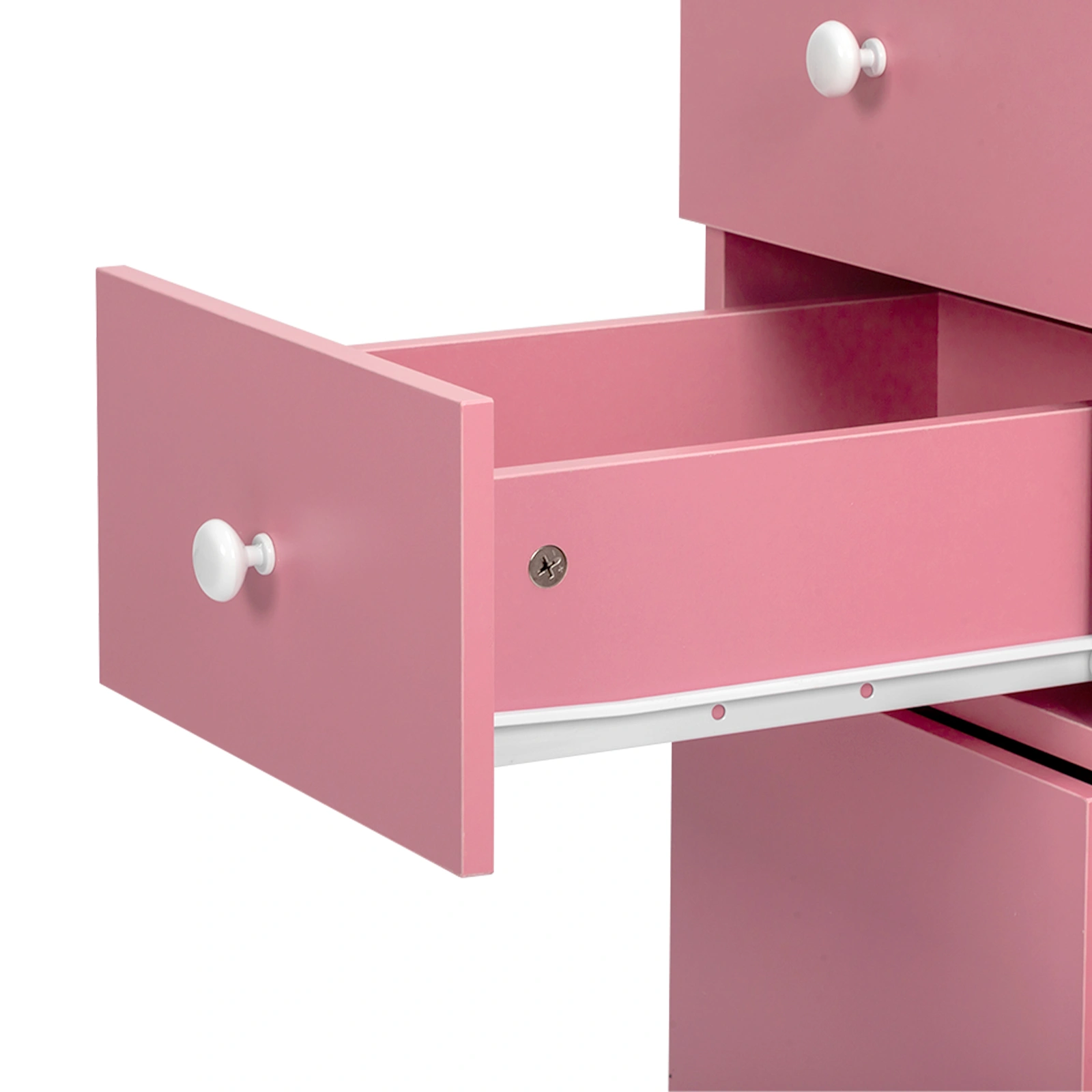 Pink Folding Nail Desk Table, MDF Manicure Station with 2 Drawers & 1 Cabinet Door, Portable Nail Art Workstation for Salon Home Beauty view 8