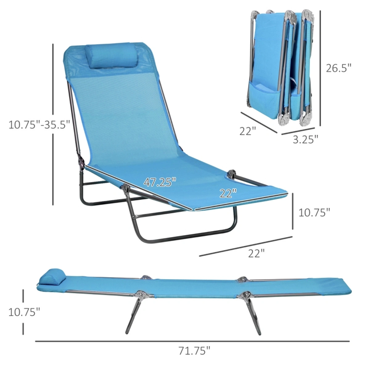 Folding Lounge Chairs / beach chair ( Amazon Shipping)(Prohibited by WalMart) view 3